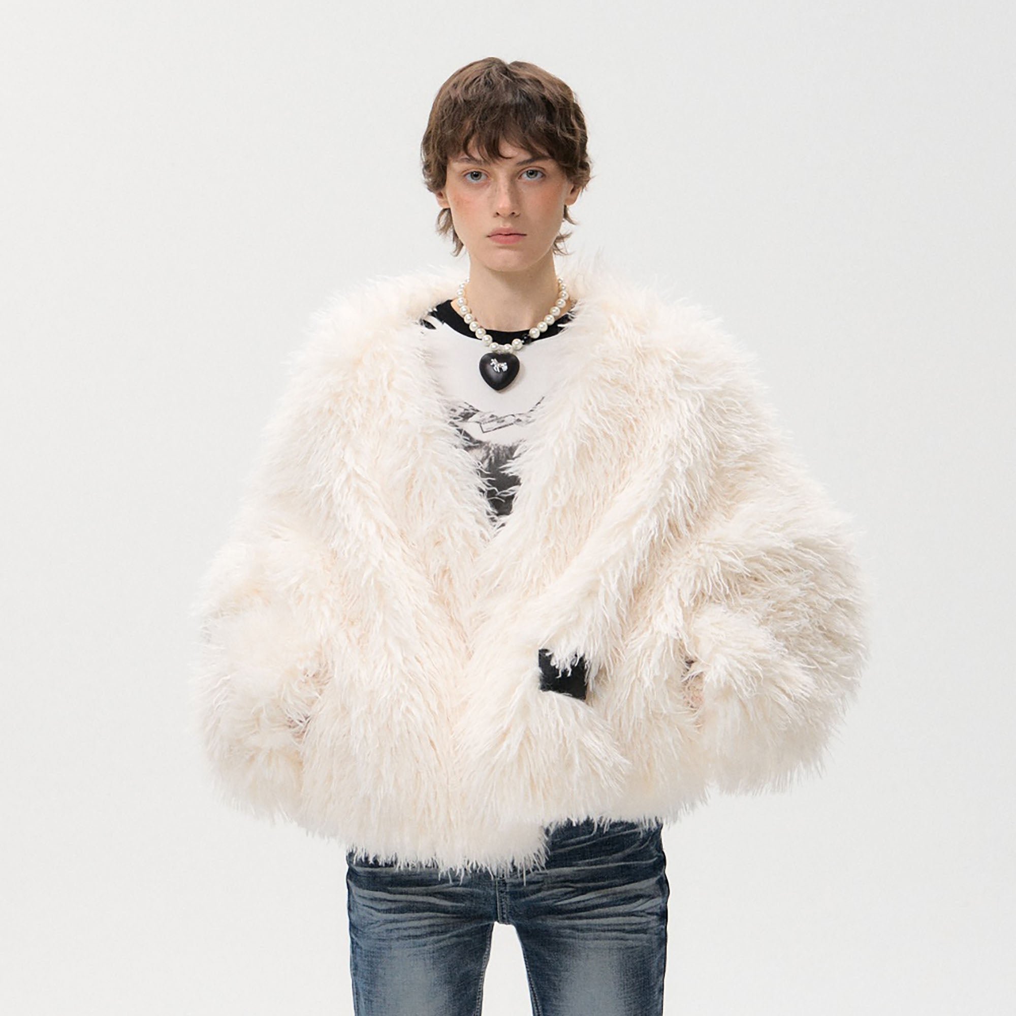 10AMSOTIIIIIIRED Reversible Full-Print Faux Fur Trim Jacket