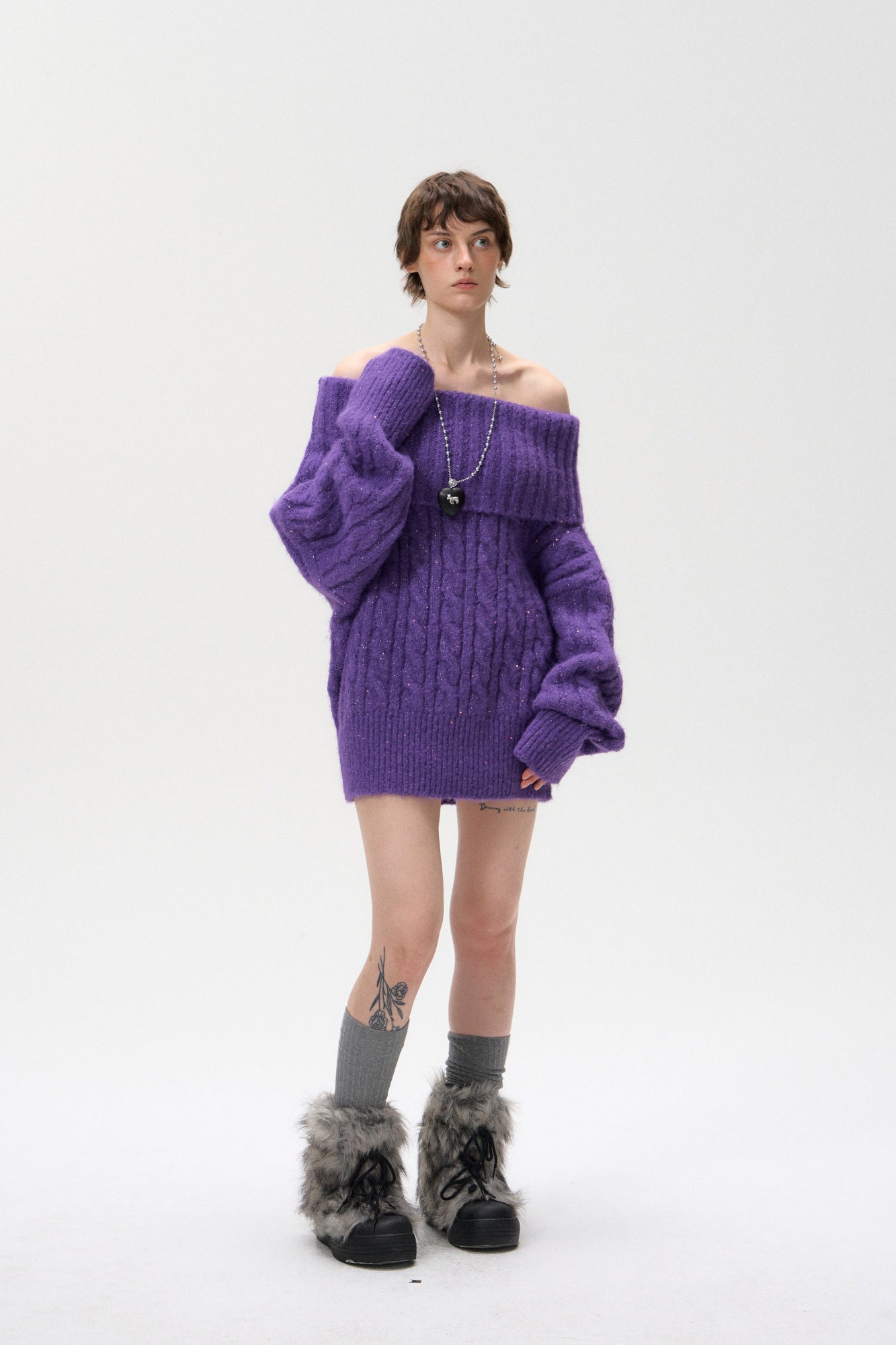 10AMSOTIIIIIIRED Fold-Over Cable Knit Sweater