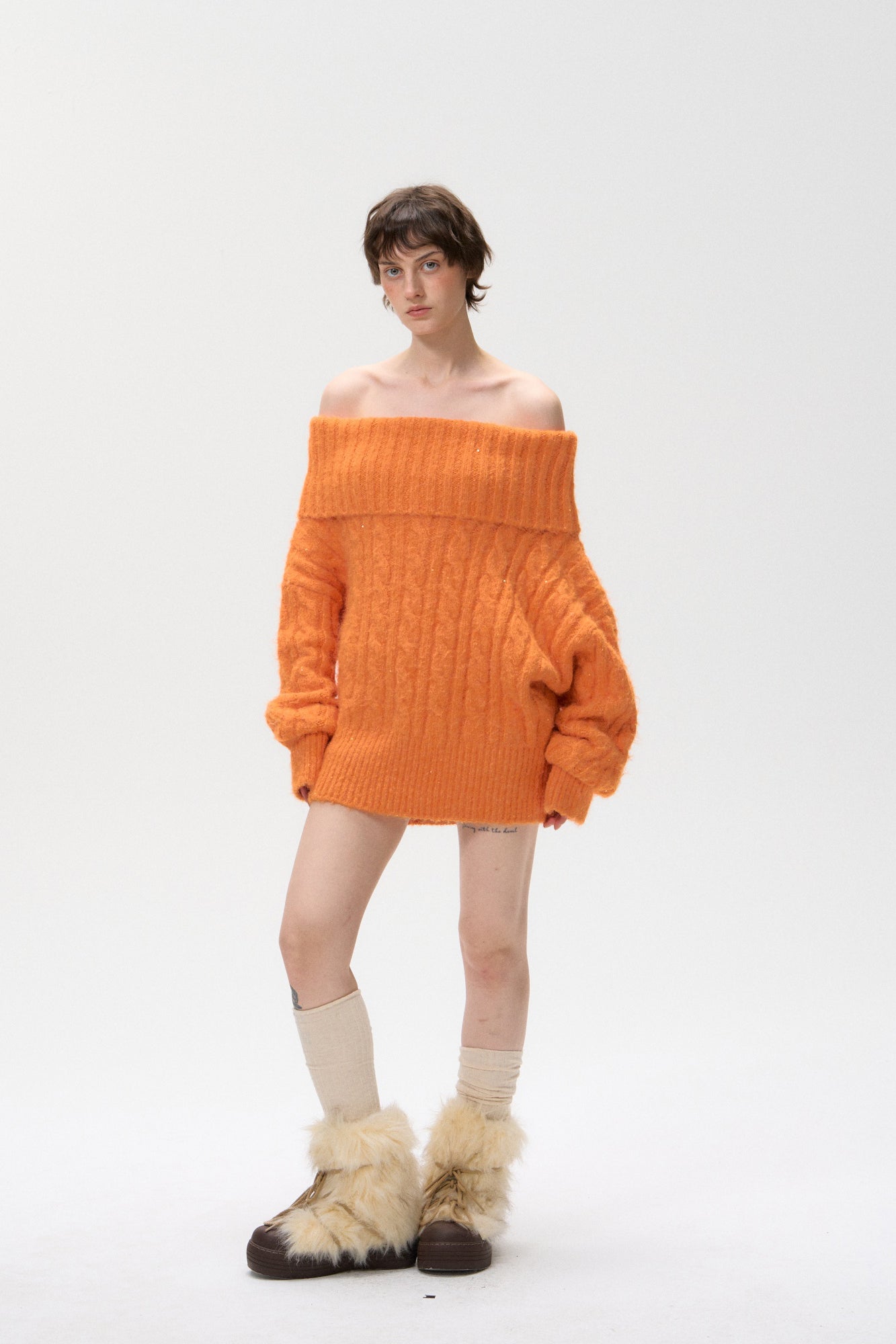 10AMSOTIIIIIIRED Fold-Over Cable Knit Sweater