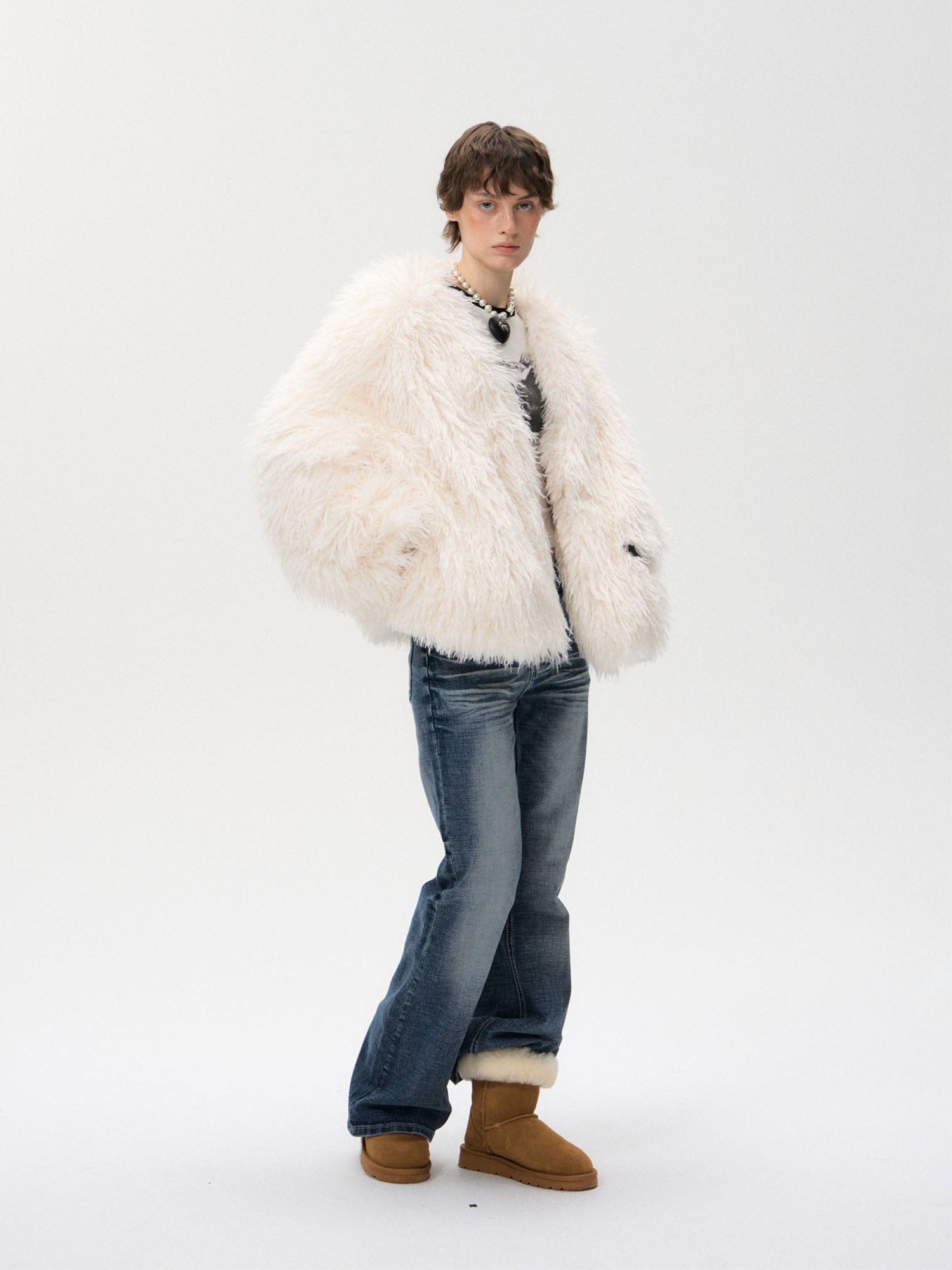 10AMSOTIIIIIIRED Reversible Full-Print Faux Fur Trim Jacket