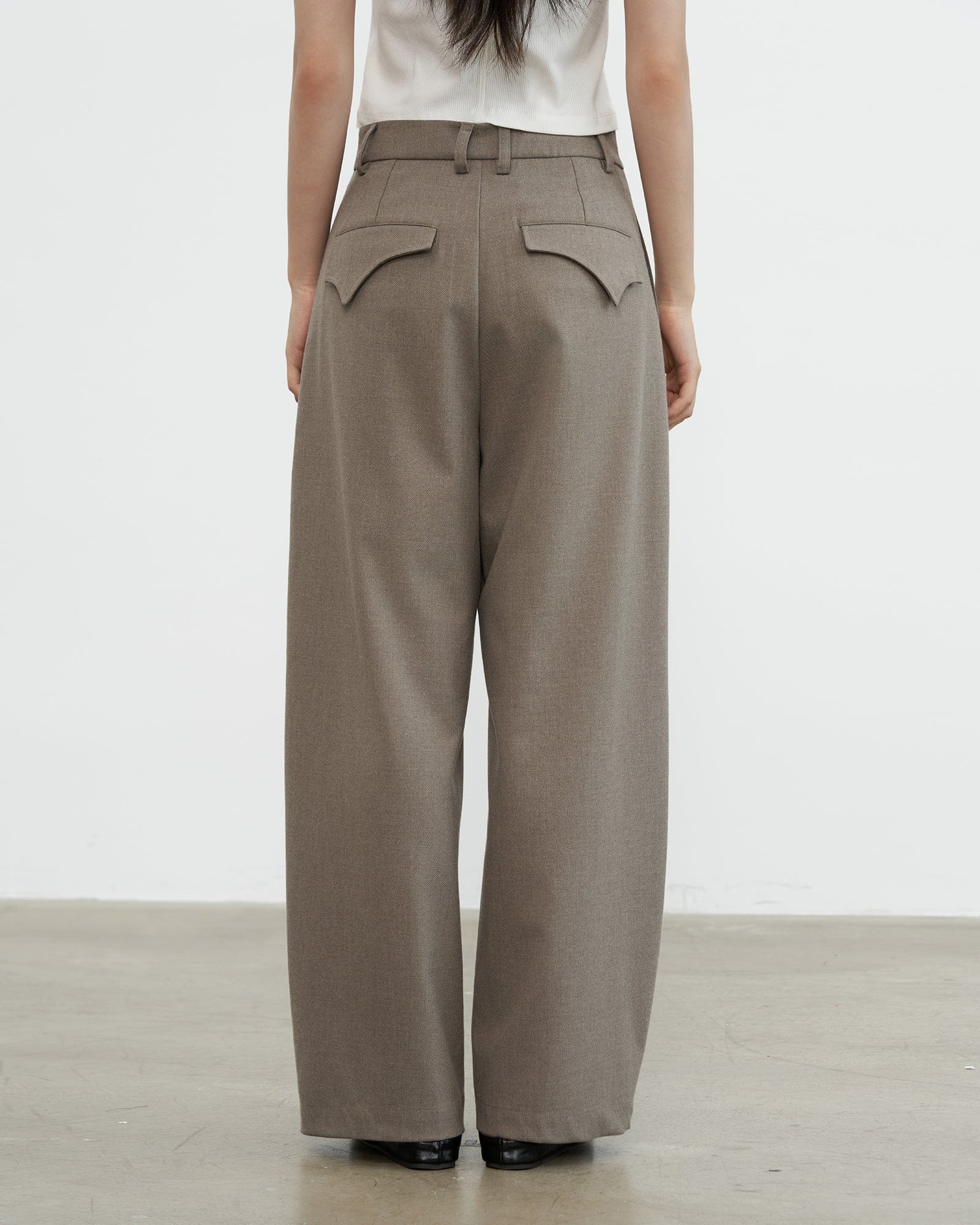 SAME FLOW Retro Wool-Blend Pleated Wide-Leg Trousers