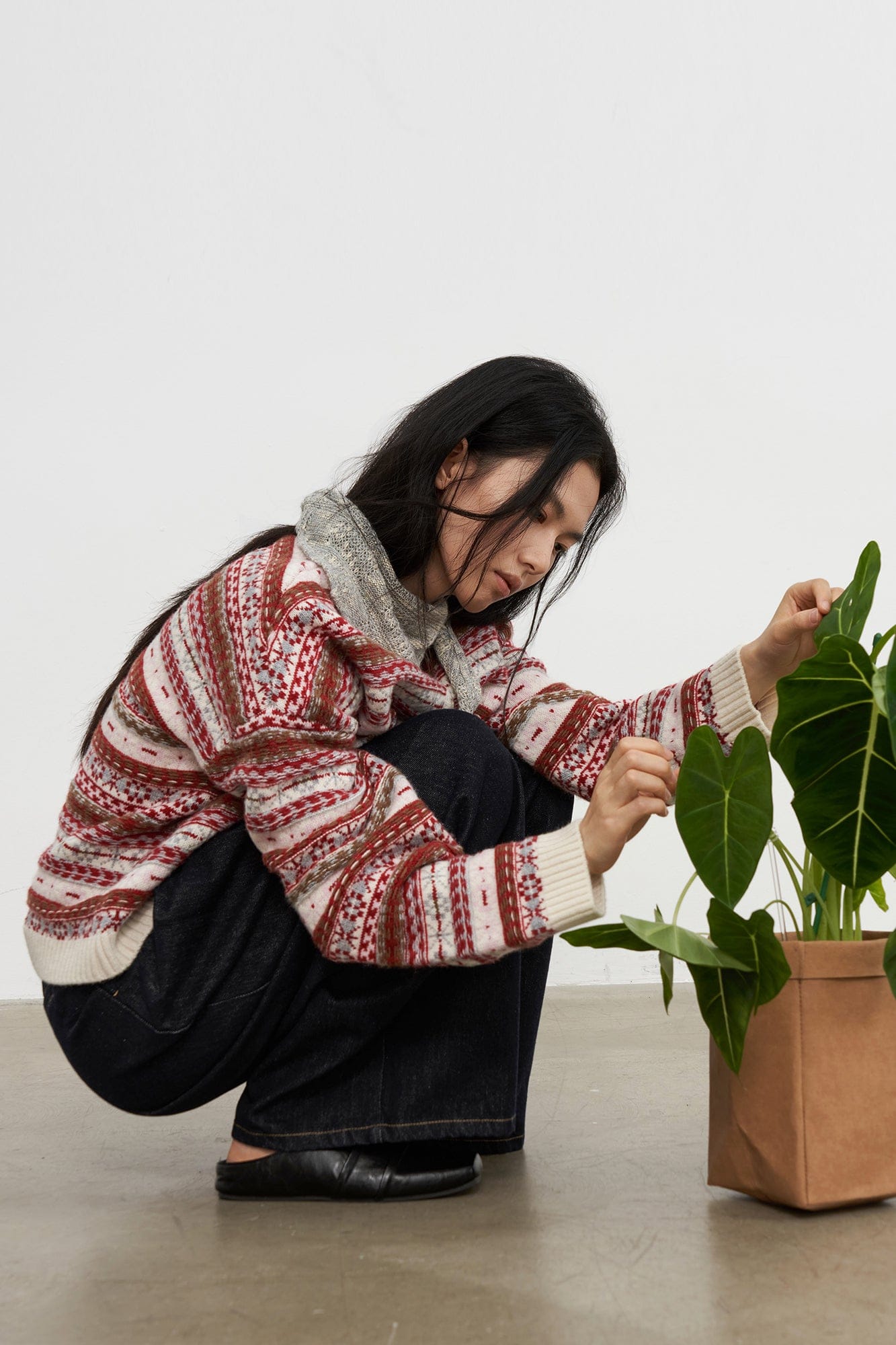 SAME FLOW Wool Fair Isle Knit Cardigan