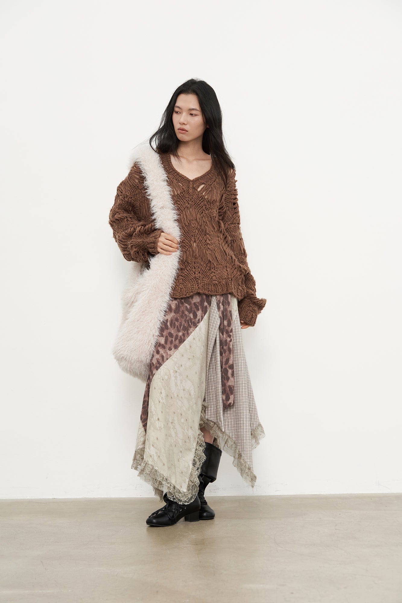 SAME FLOW Crocheted Open-Knit Pullover Sweater