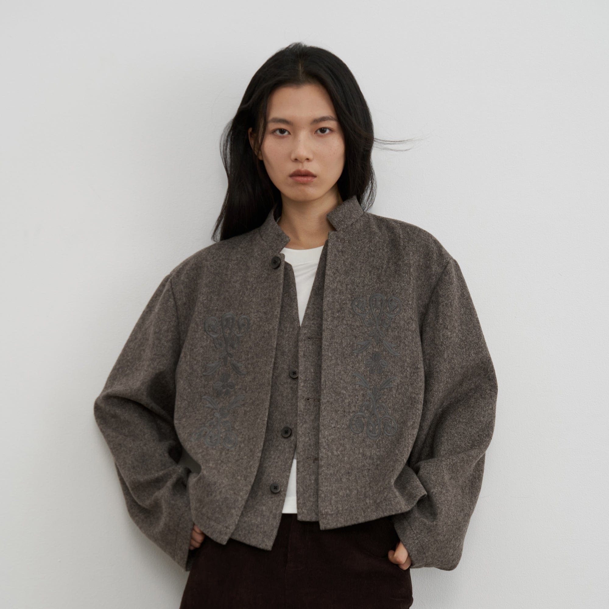 SAME FLOW Retro Woolen Layered Jacket