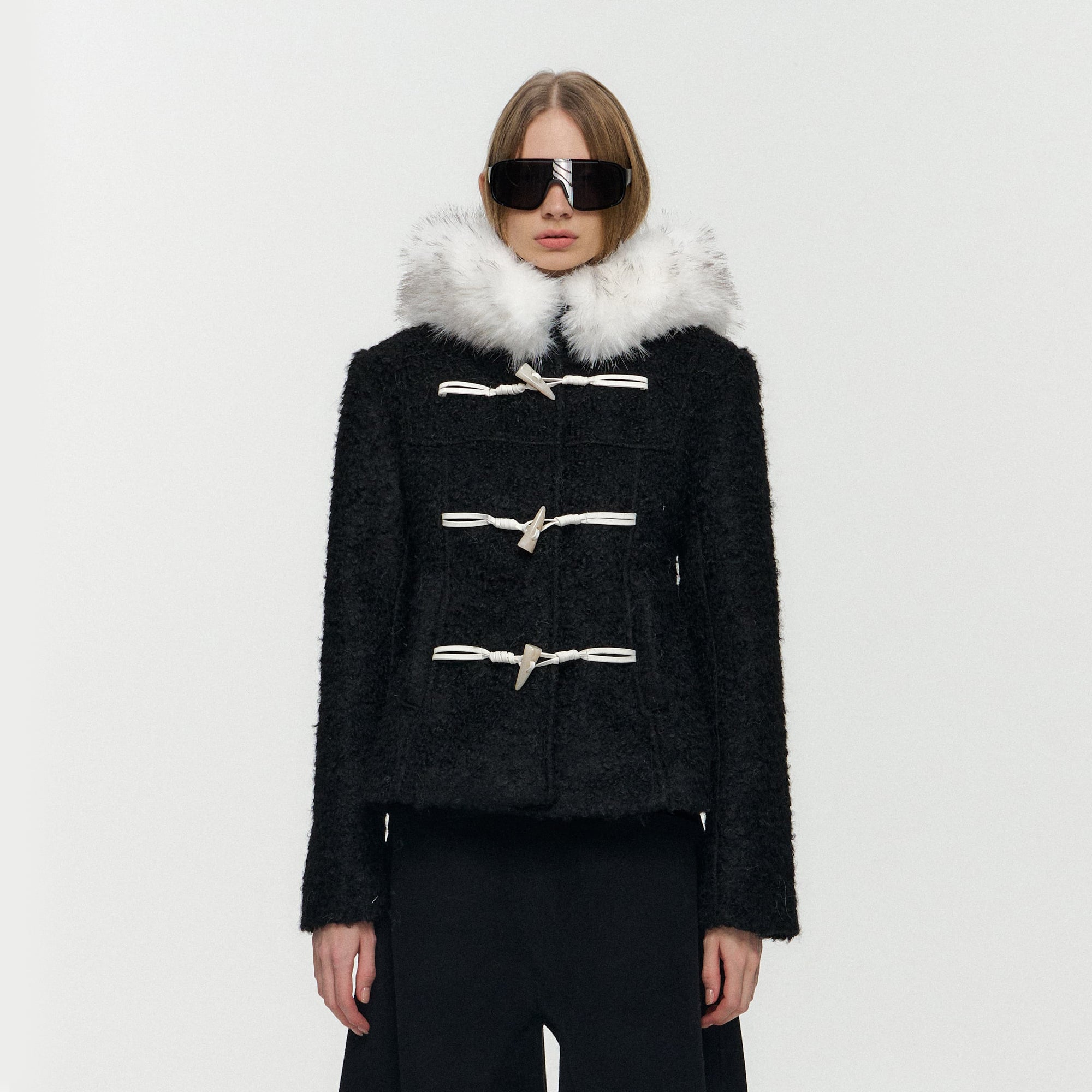 10AMSOTIIIIIIRED Contrast Toggle Wool-Blend Hooded Jacket