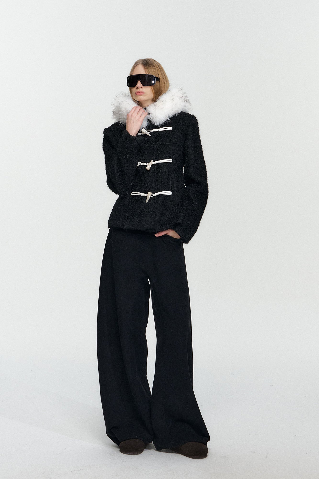 10AMSOTIIIIIIRED Contrast Toggle Wool-Blend Hooded Jacket