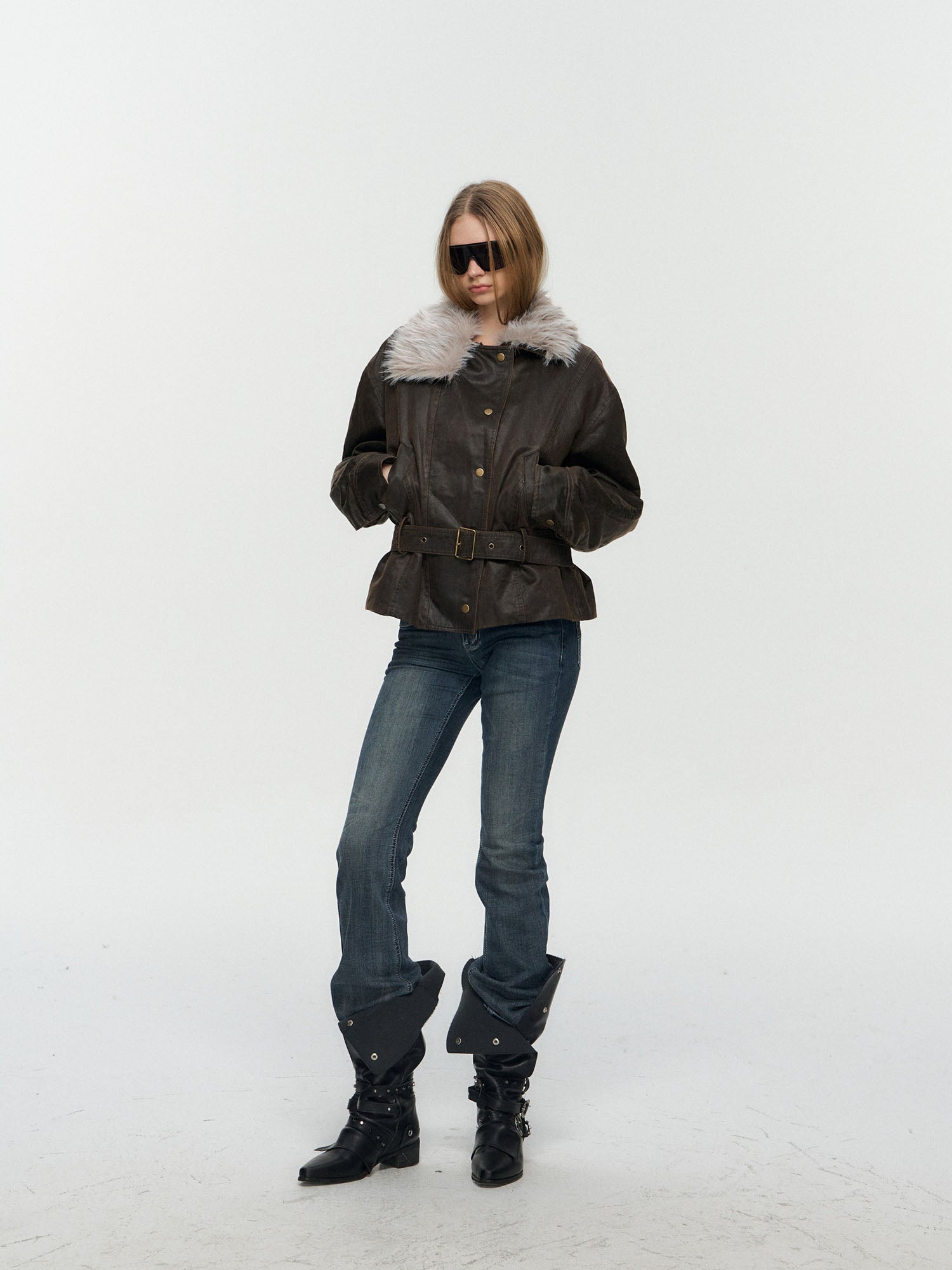 10AMSOTIIIIIIRED Detachable Down-Lined Belted Parka Jacket