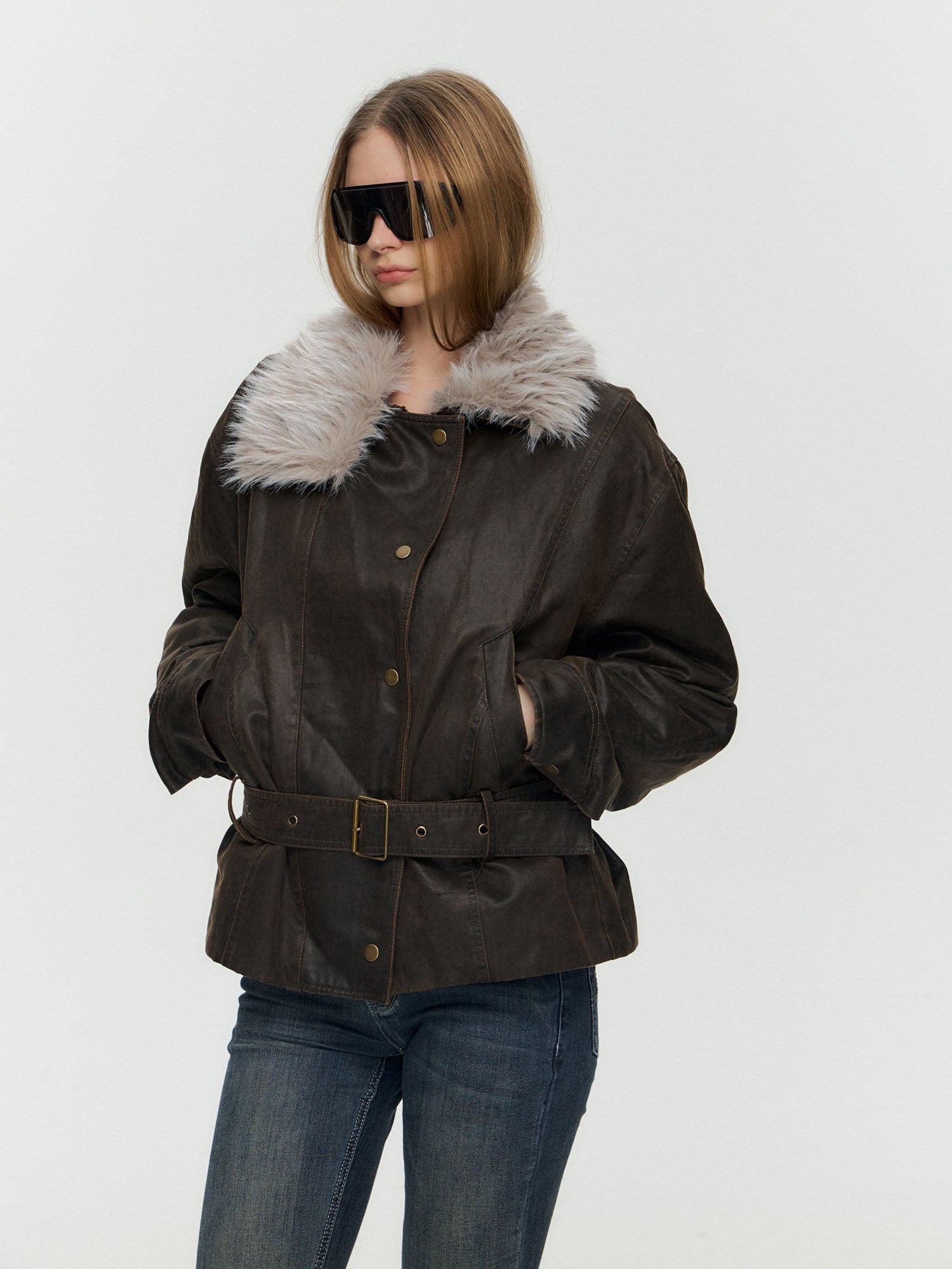 10AMSOTIIIIIIRED Detachable Down-Lined Belted Parka Jacket