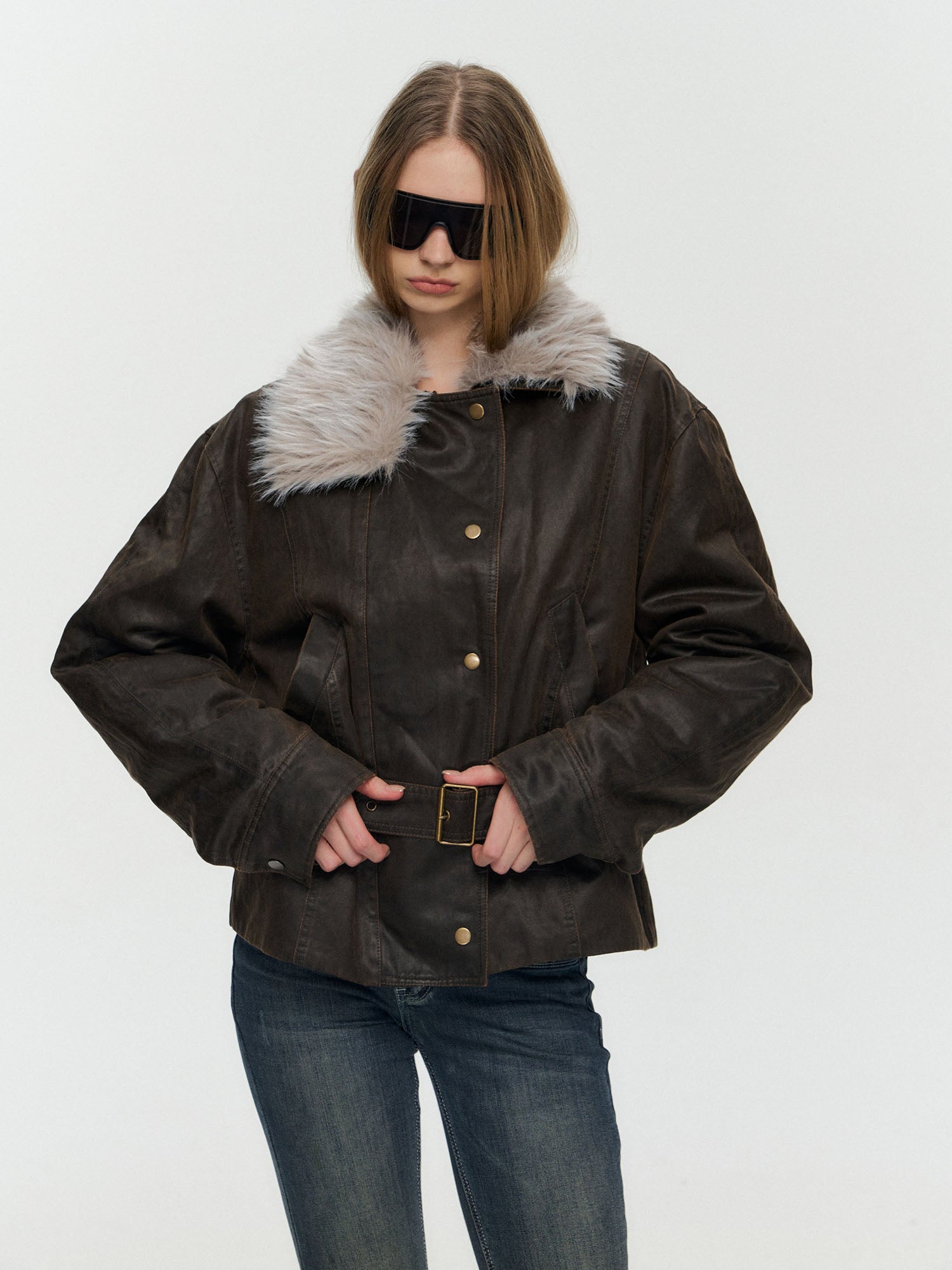 10AMSOTIIIIIIRED Detachable Down-Lined Belted Parka Jacket