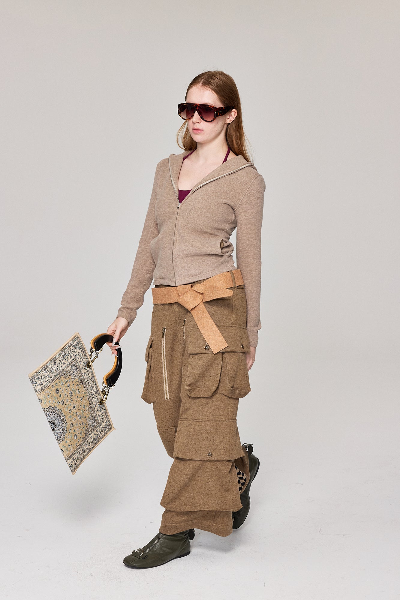 VERSION9 Wide Tie Wool-Blend Belt