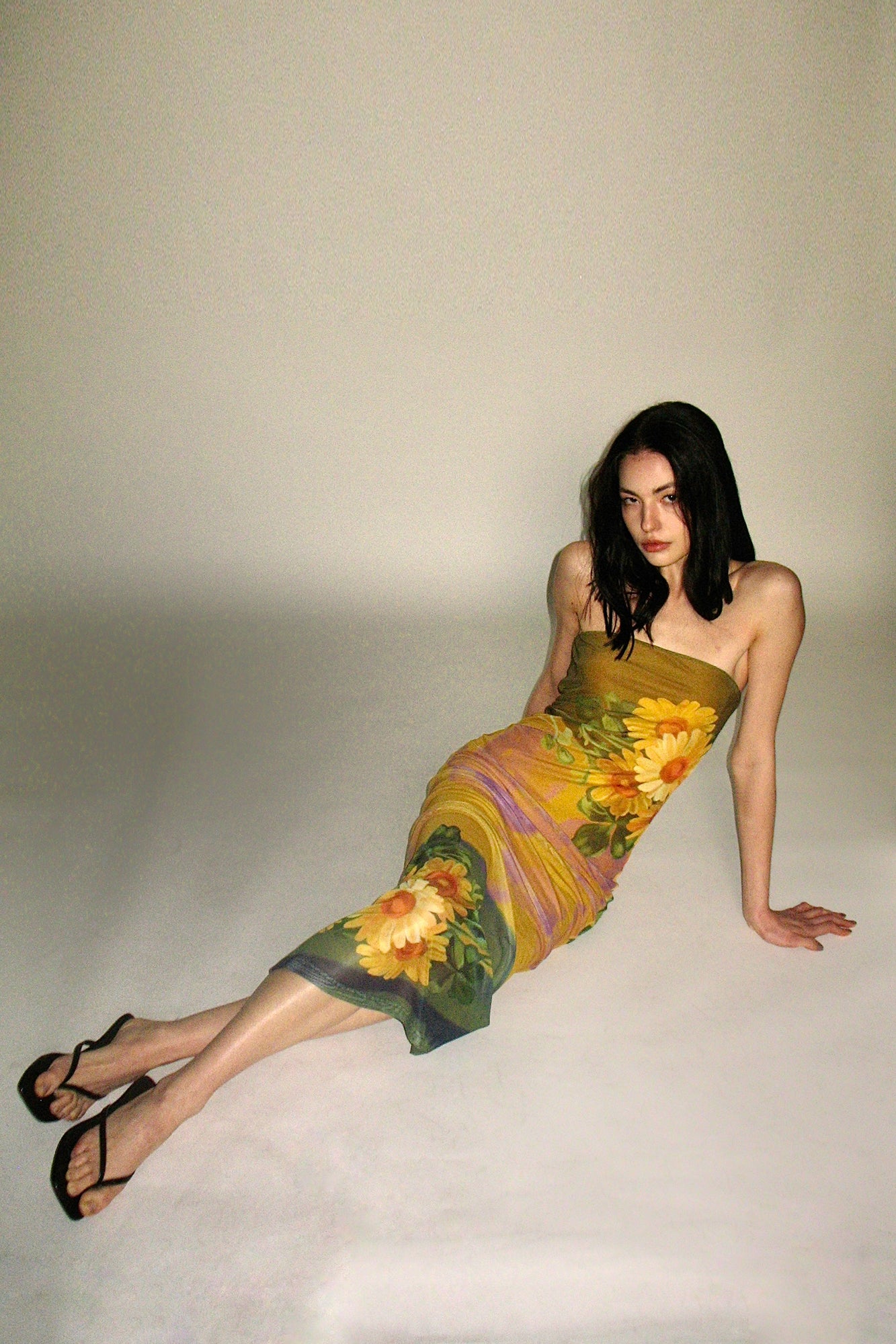 SCARLET SAGE Floral Mesh Bandeau Dress