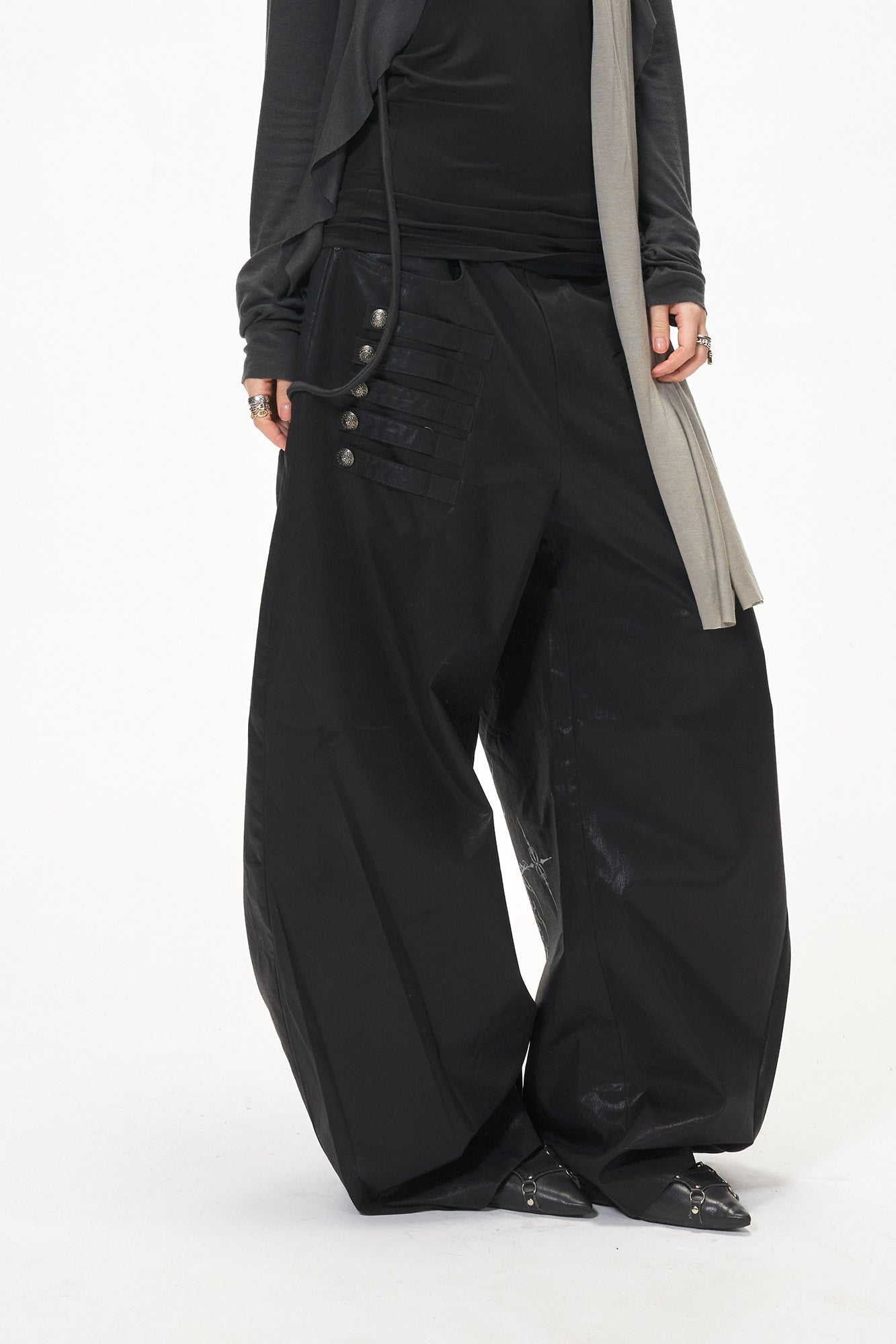 3MODE Button Tab Wide-Leg Pants