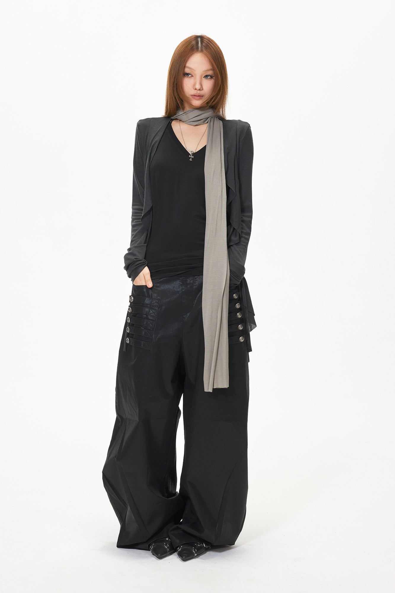 3MODE Button Tab Wide-Leg Pants