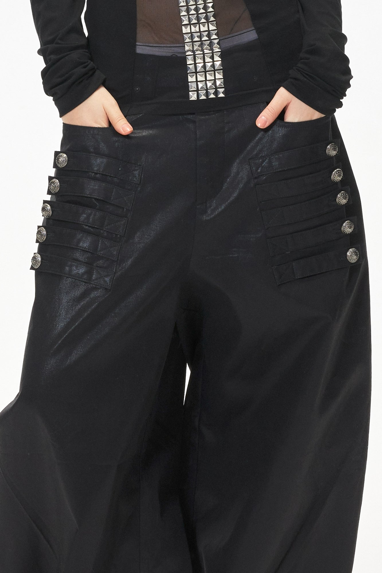 3MODE Button Tab Wide-Leg Pants
