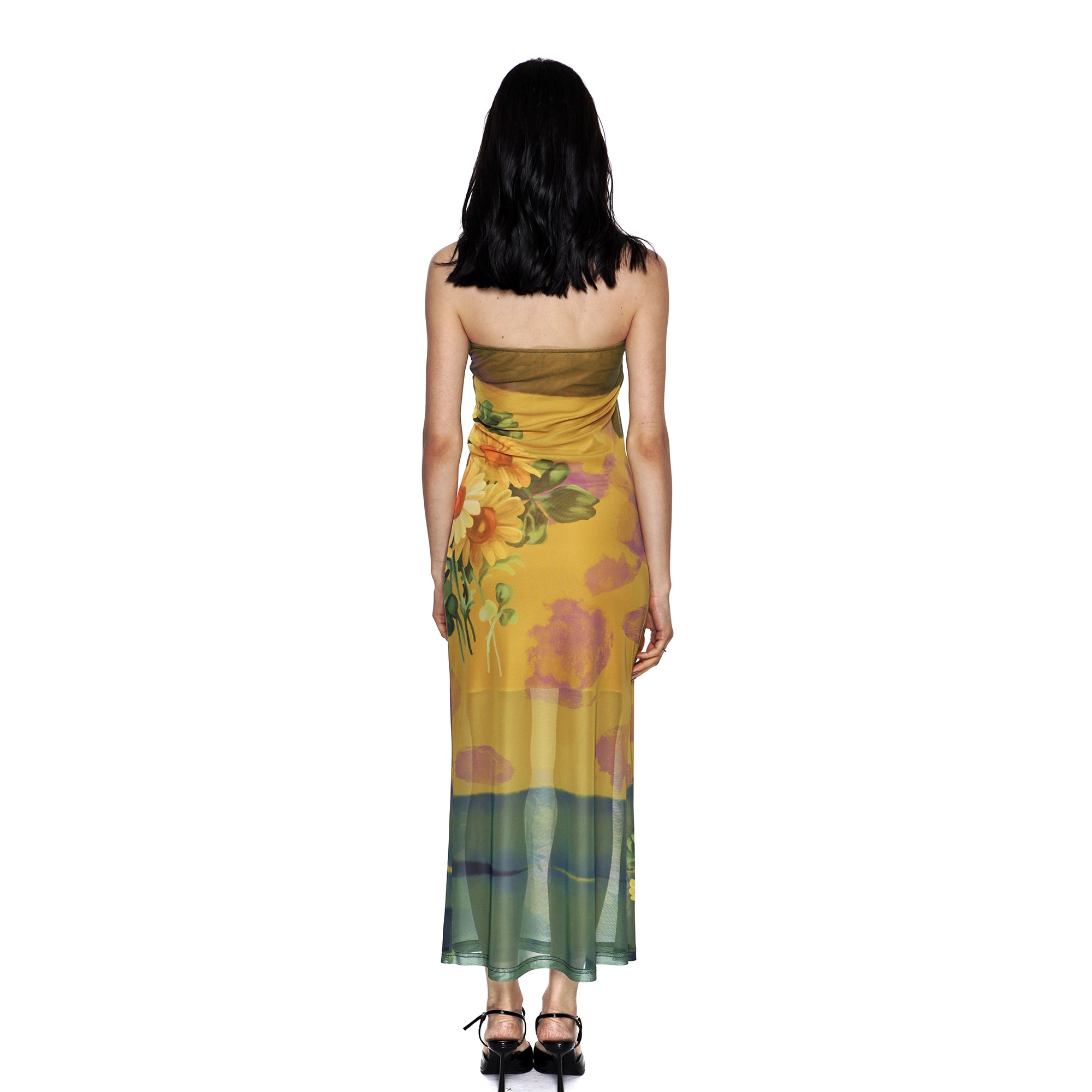 SCARLET SAGE Floral Mesh Bandeau Dress