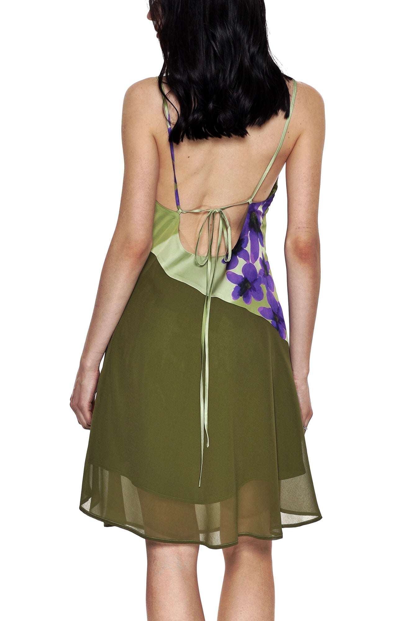 SCARLET SAGE Spliced Open-Back Tie Dress