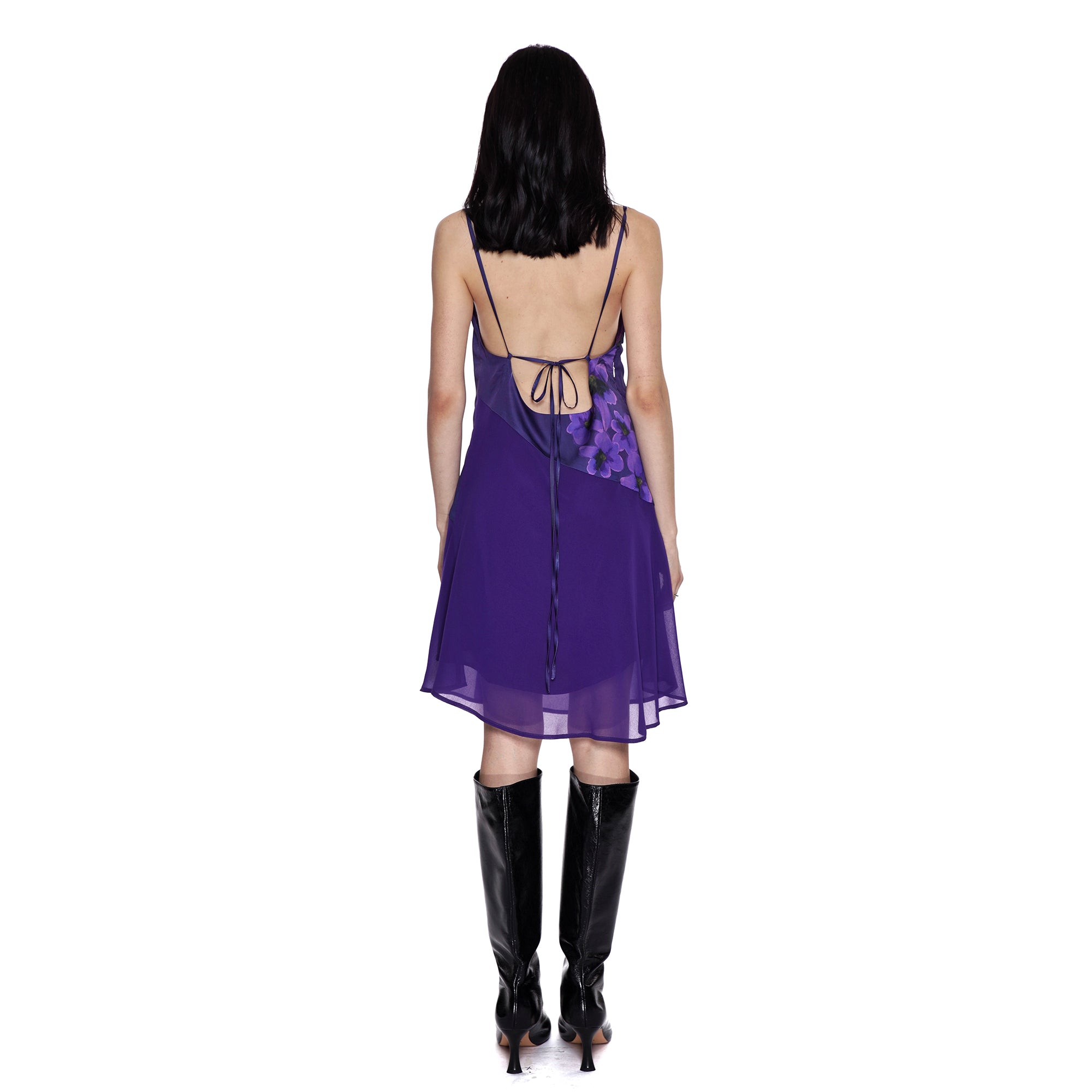SCARLET SAGE Spliced Open-Back Tie Dress