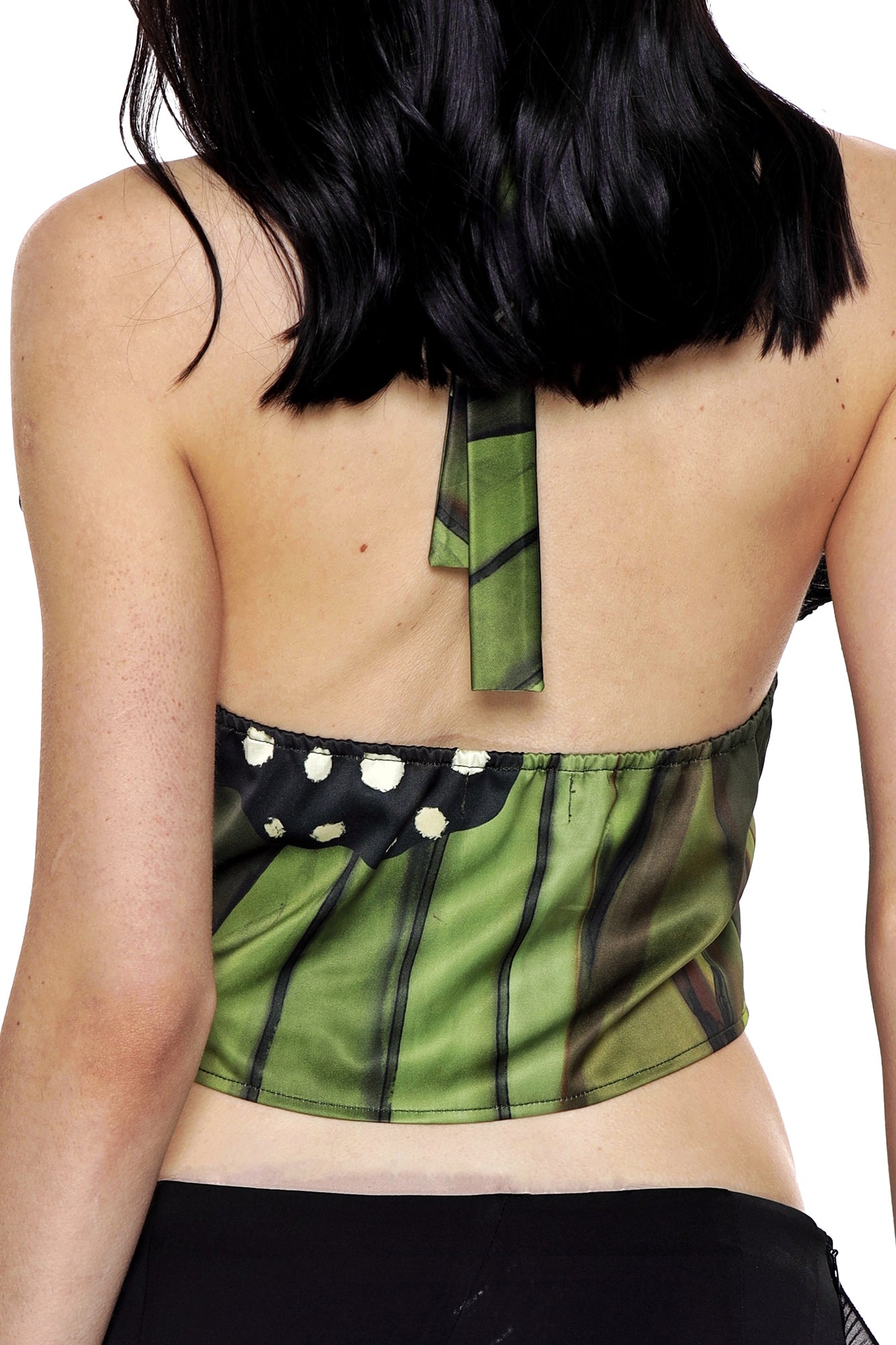 SCARLET SAGE Butterfly Graphic Satin Halter Top