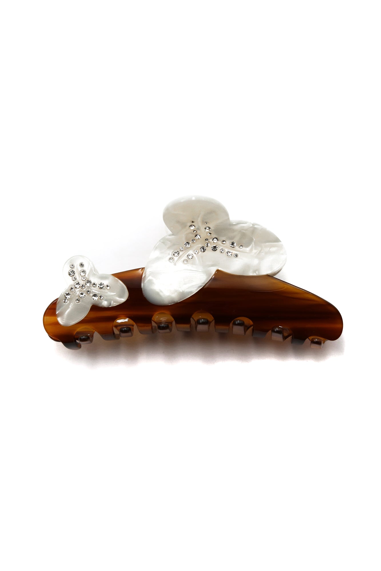 SCARLET SAGE Floral Crystal-Studded Acetate Claw Clip