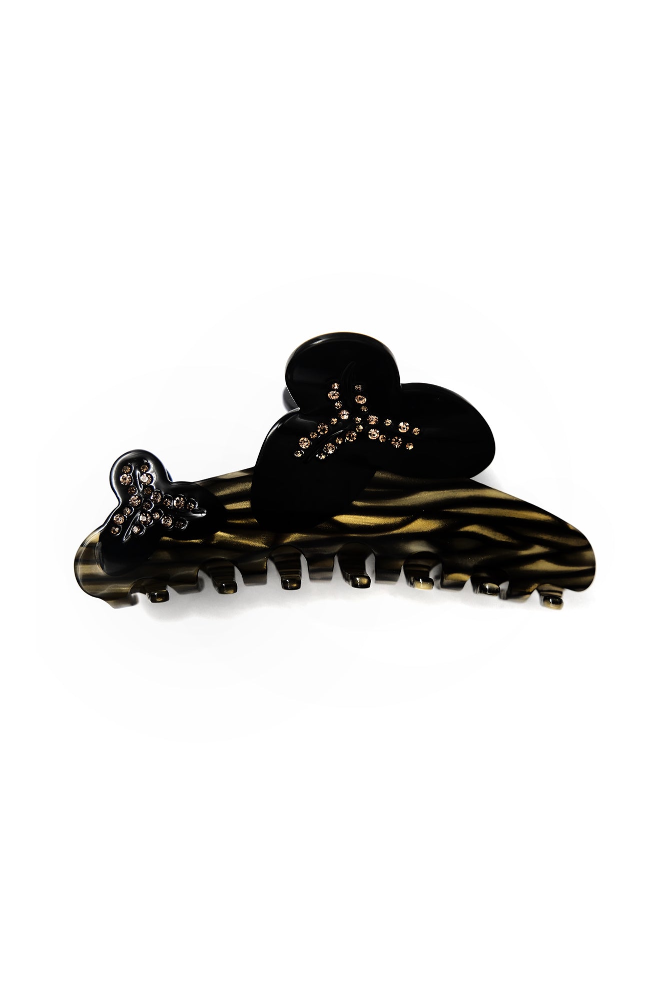 SCARLET SAGE Floral Crystal-Studded Acetate Claw Clip
