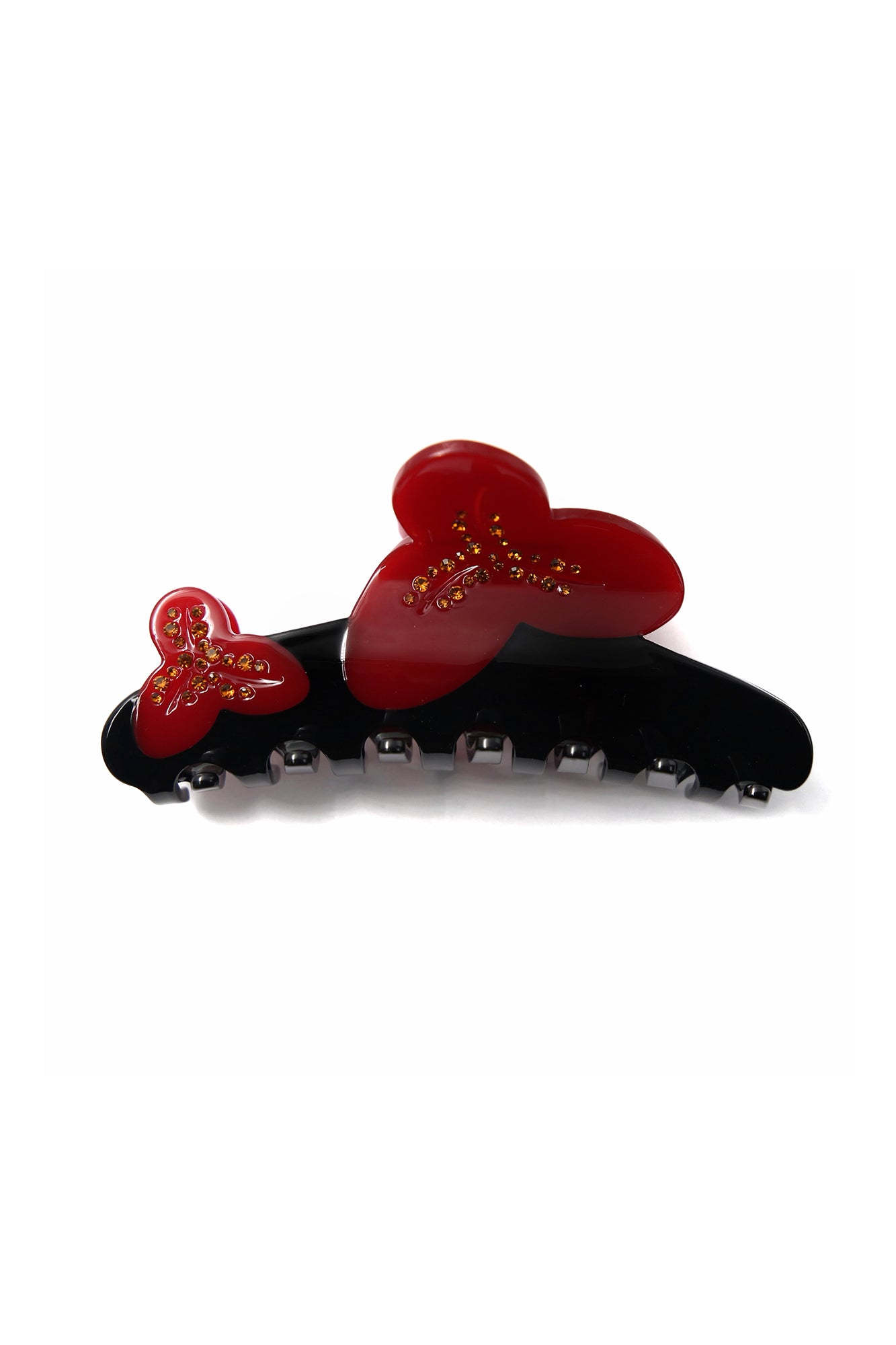 SCARLET SAGE Floral Crystal-Studded Acetate Claw Clip