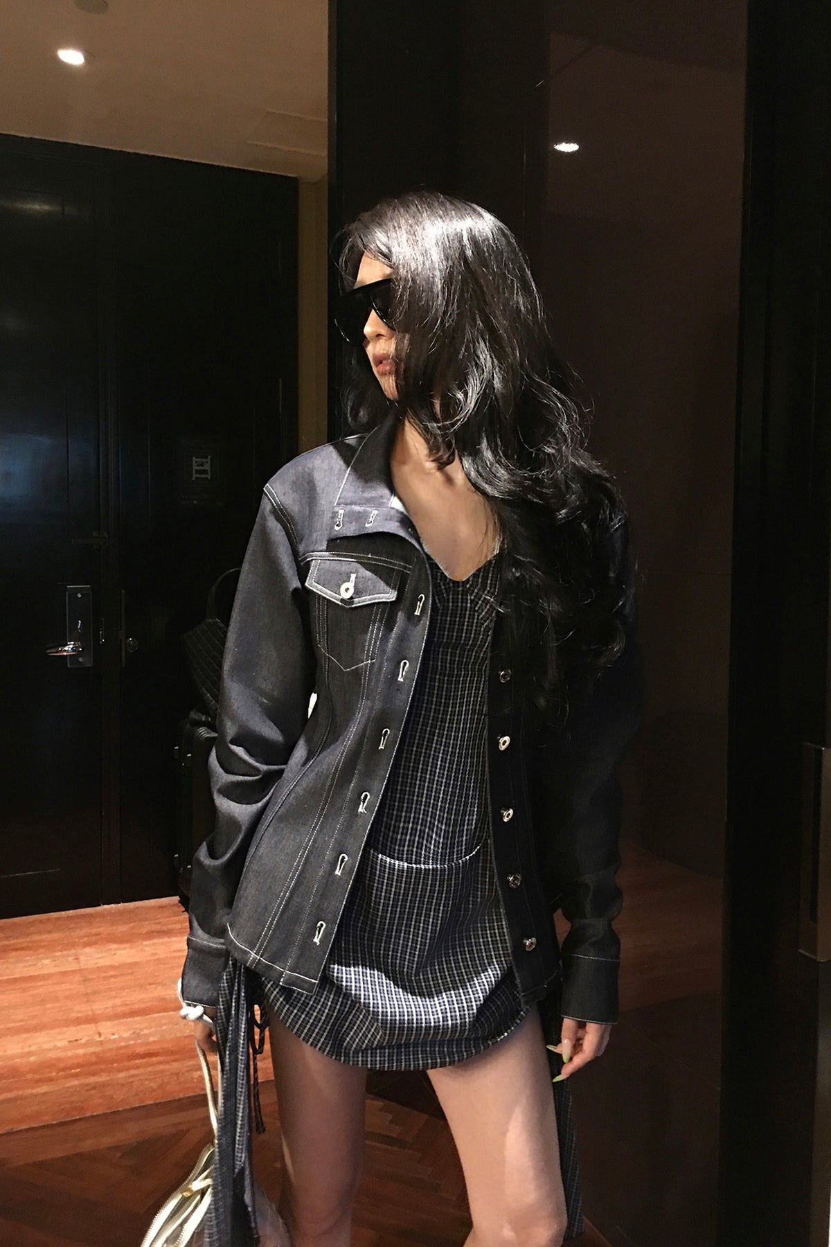 MXU Deconstructed Embroidered Silk-Cotton Cinched Denim Jacket