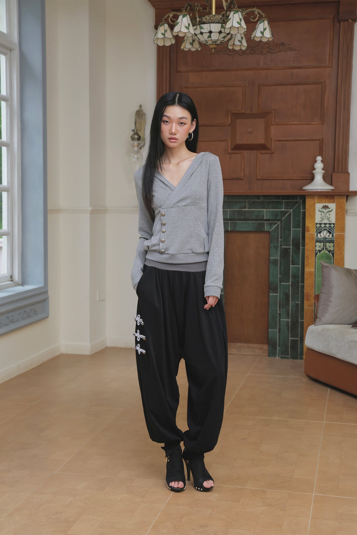 FAYCHUI Side Toggle Balloon Pants