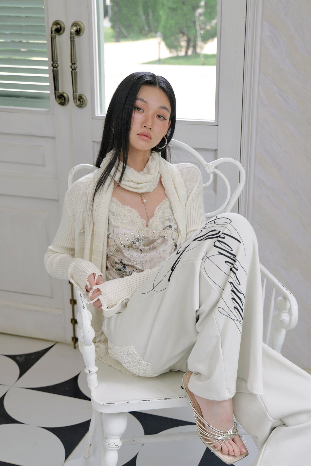 FAYCHUI Frayed-Hem Wool-Blend Asymmetric Cardigan