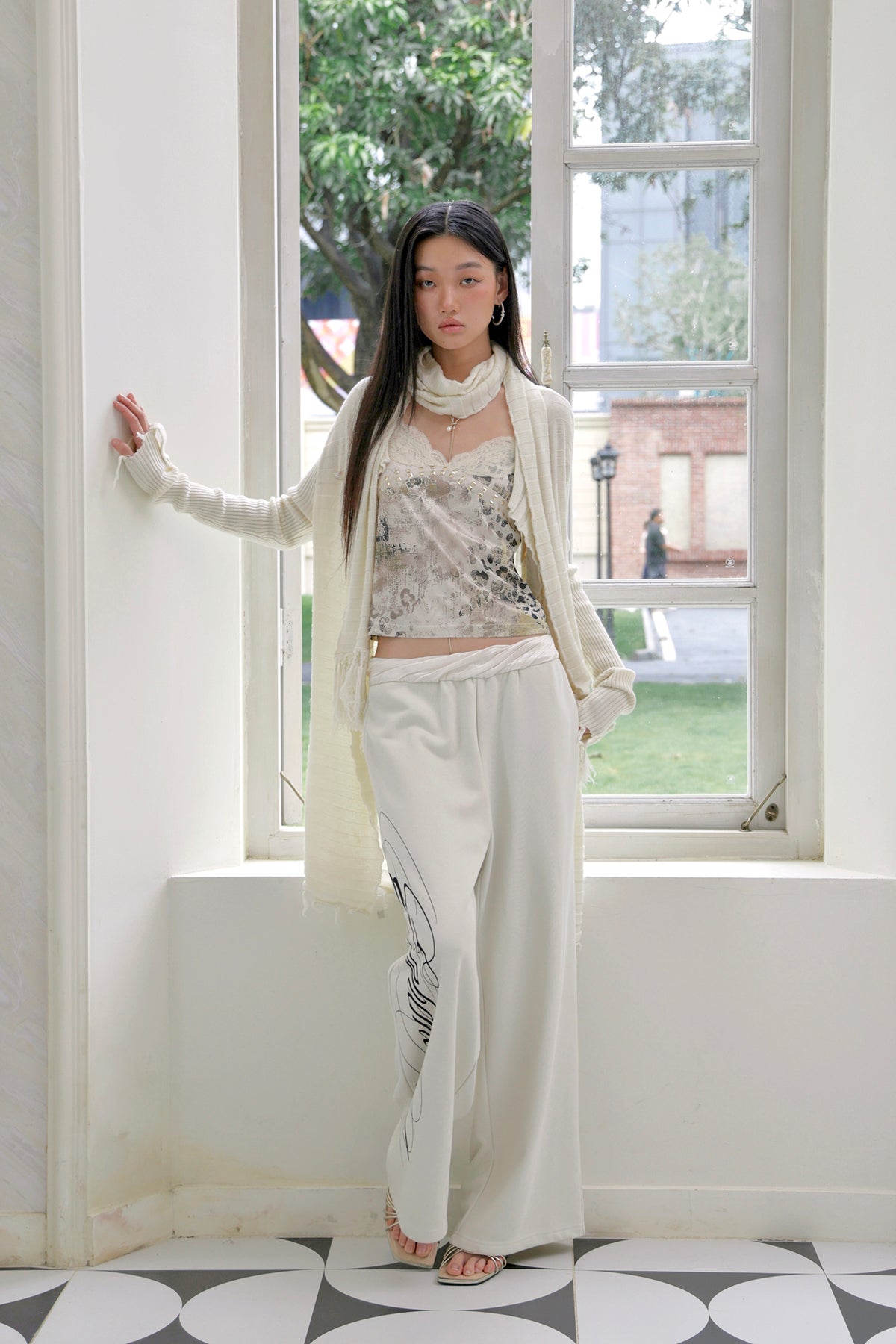 FAYCHUI Frayed-Hem Wool-Blend Asymmetric Cardigan