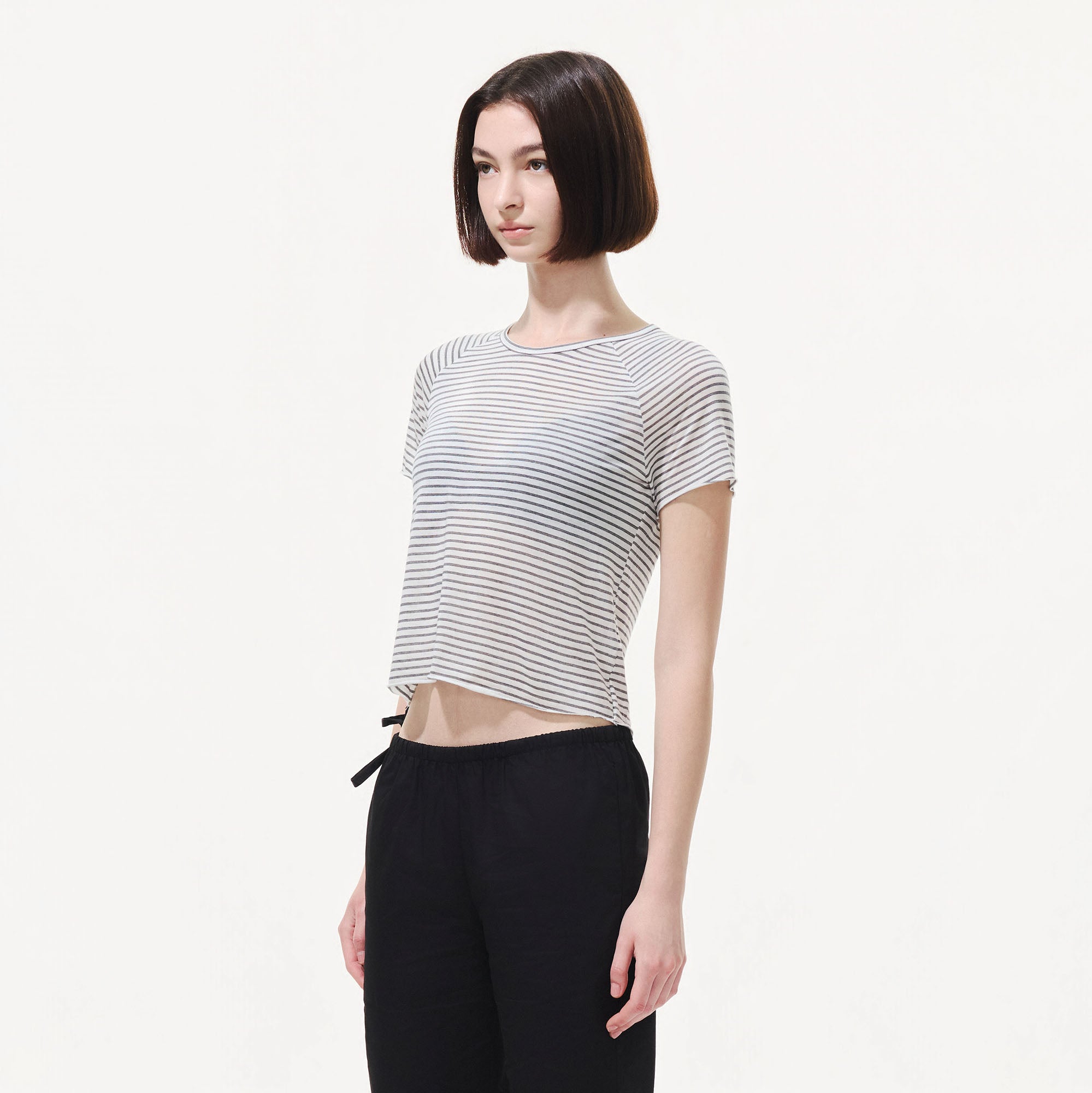 ARTIFICIAL WORLD Striped Tencel-Silk Tee