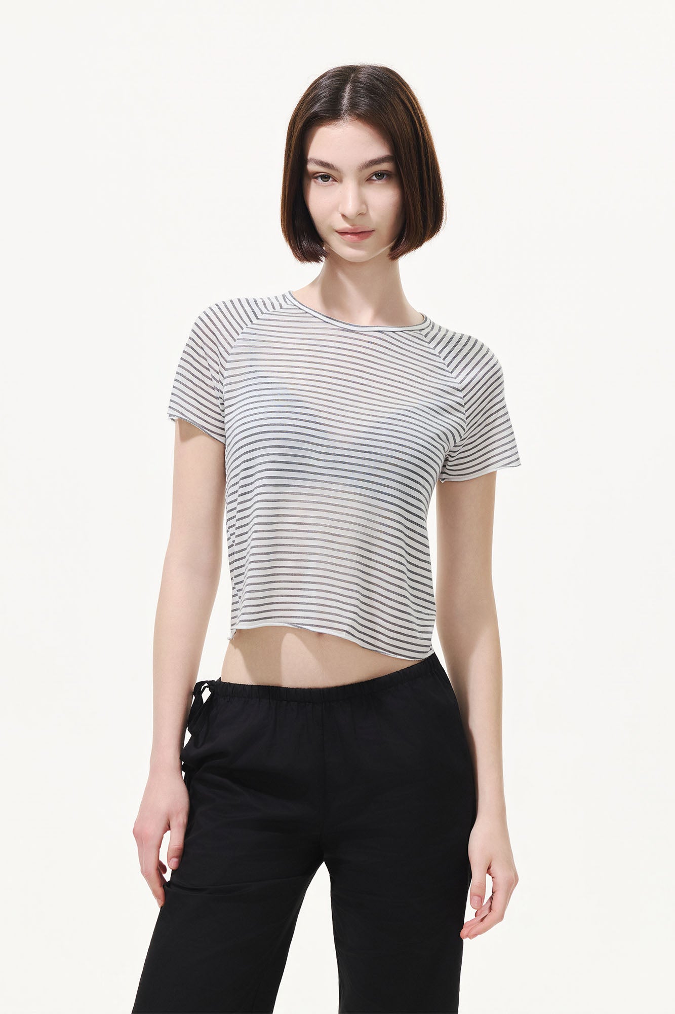 ARTIFICIAL WORLD Striped Tencel-Silk Tee