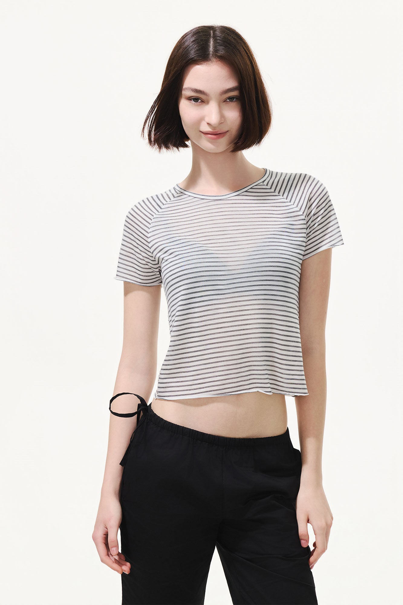 ARTIFICIAL WORLD Striped Tencel-Silk Tee