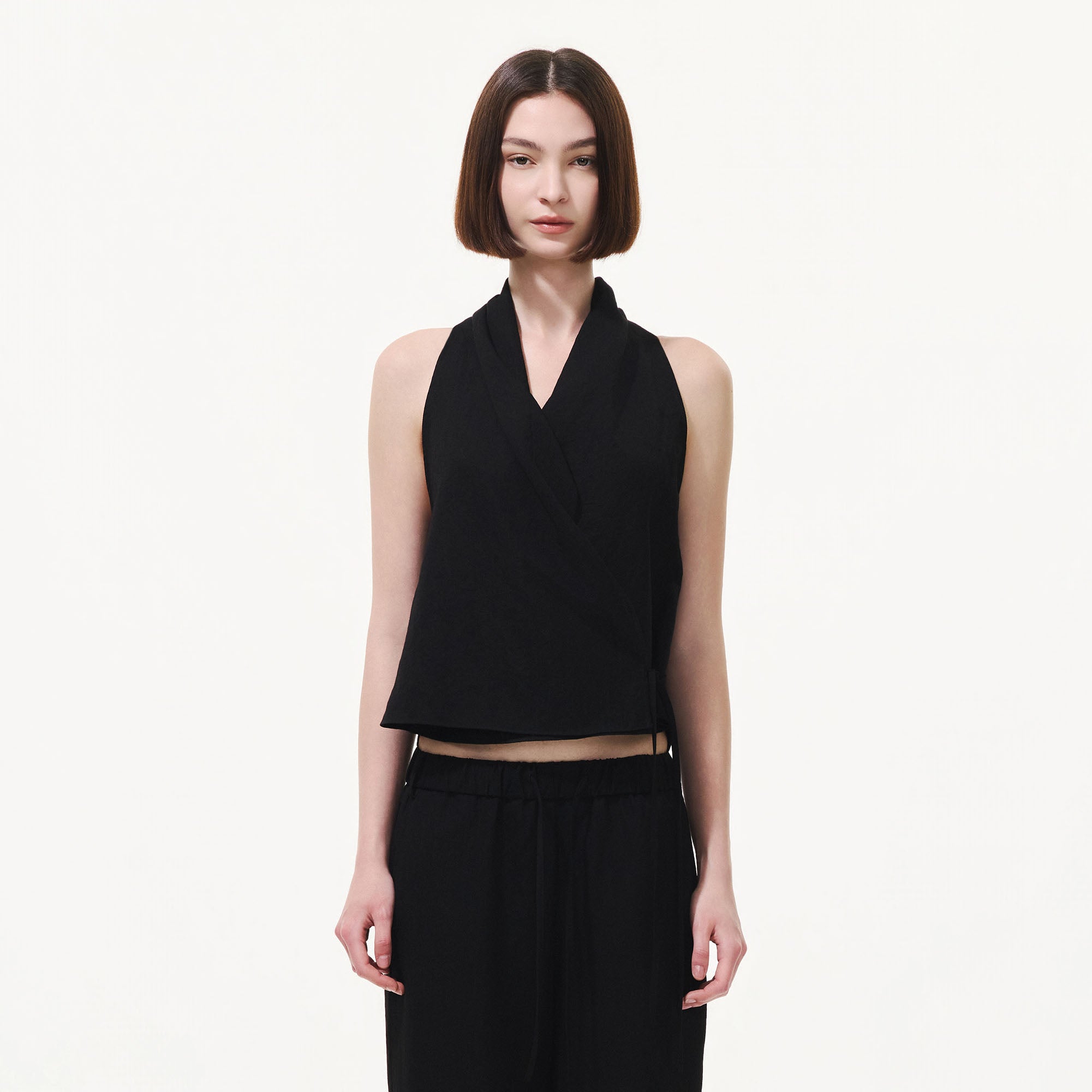 ARTIFICIAL WORLD Asymmetrical Wrap Halter Top