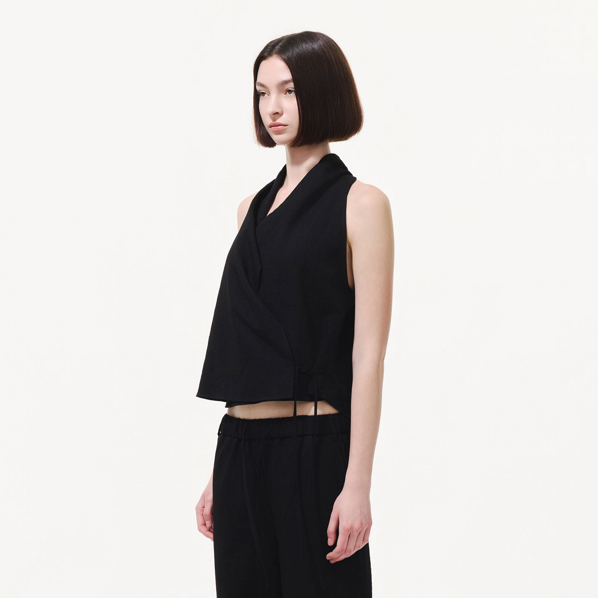 ARTIFICIAL WORLD Asymmetrical Wrap Halter Top