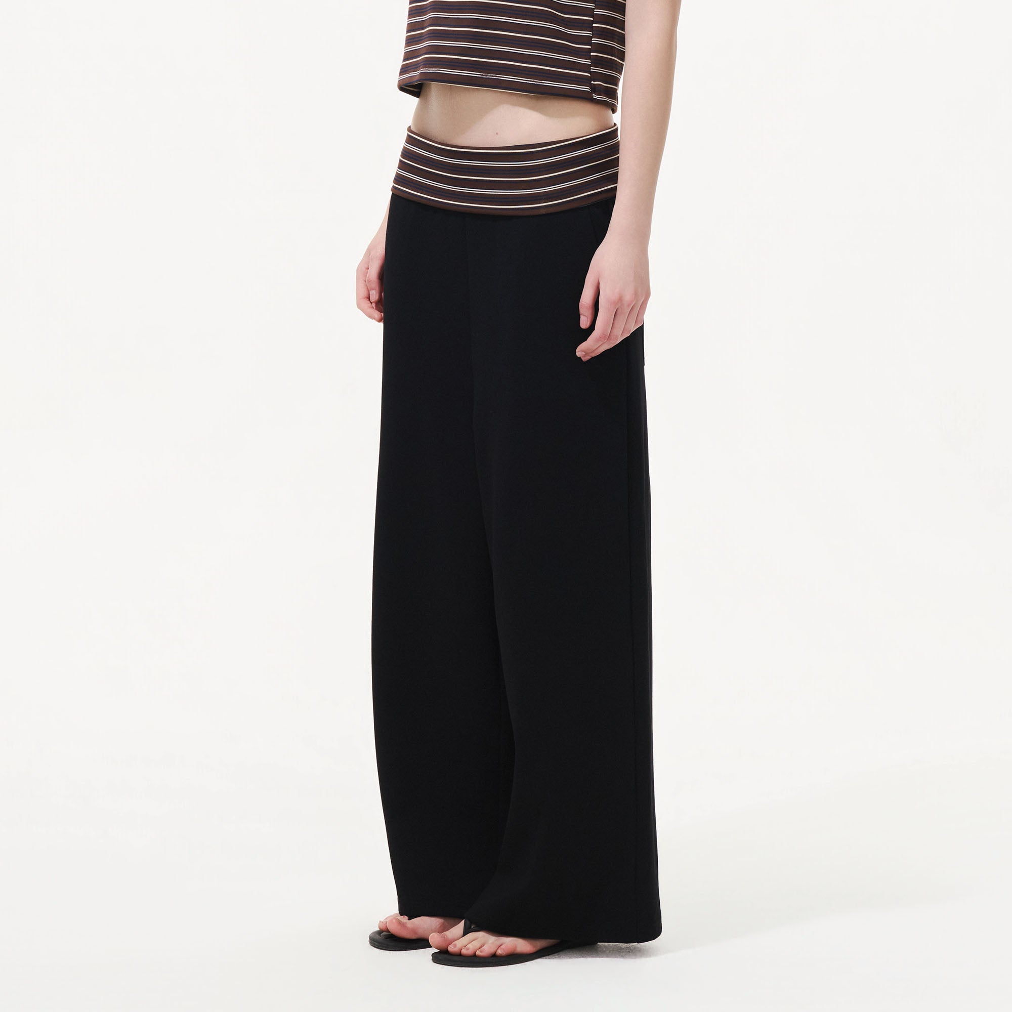 ARTIFICIAL WORLD Striped-Waistband Wide-Leg Sweatpants