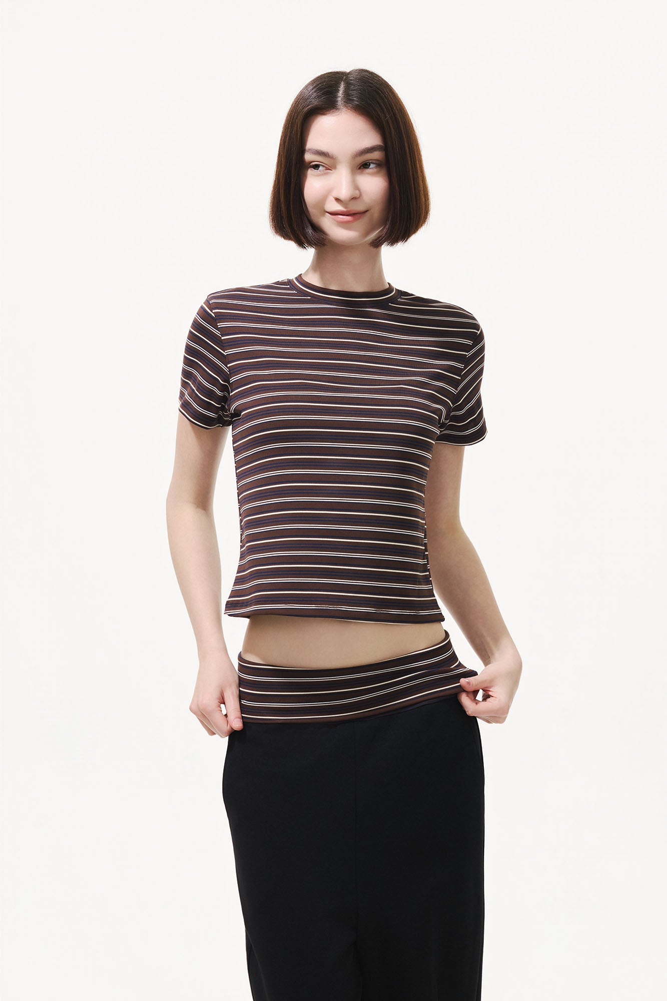 ARTIFICIAL WORLD Striped Tencel-Silk Tee