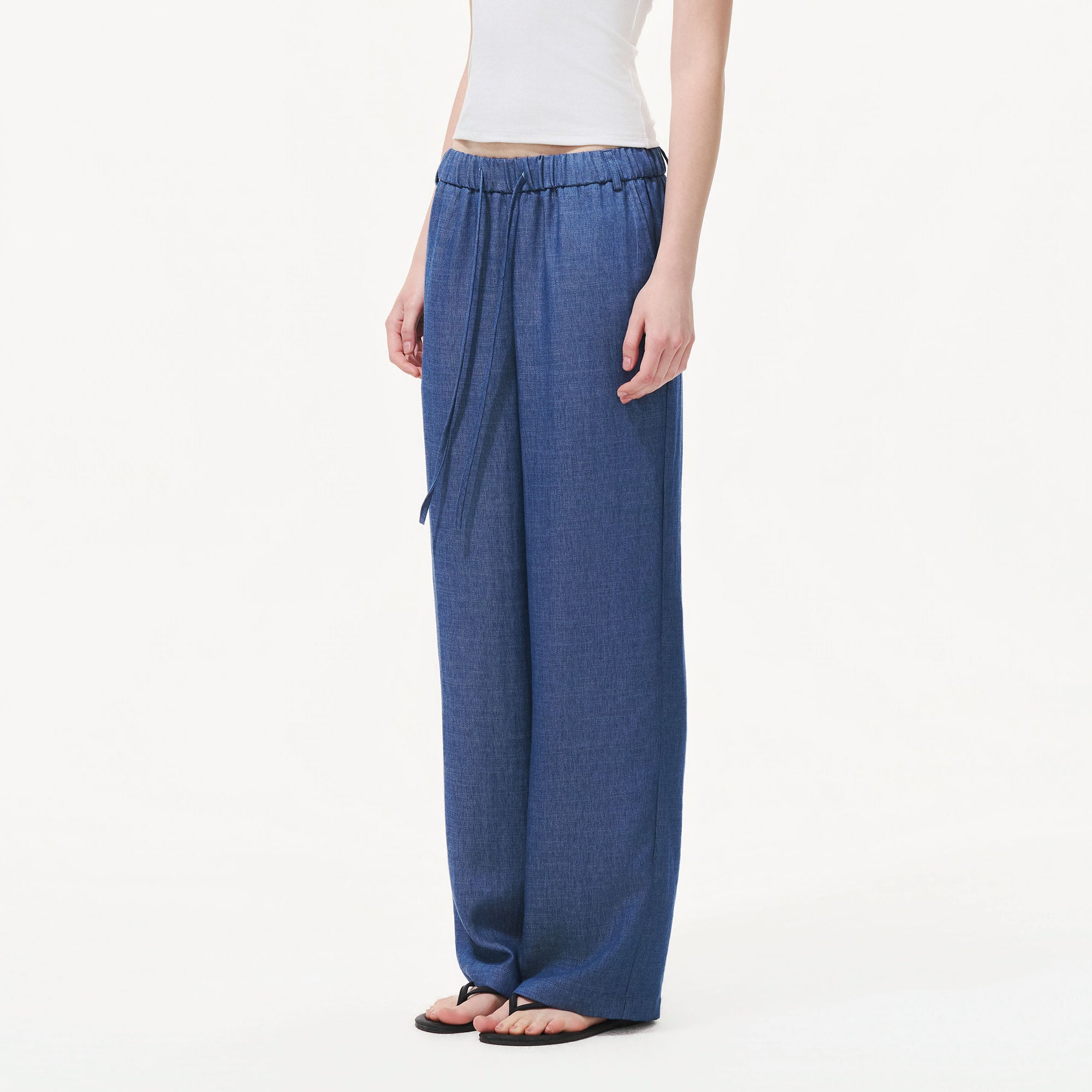 ARTIFICIAL WORLD Draped Drawstring Wide-Leg Pants