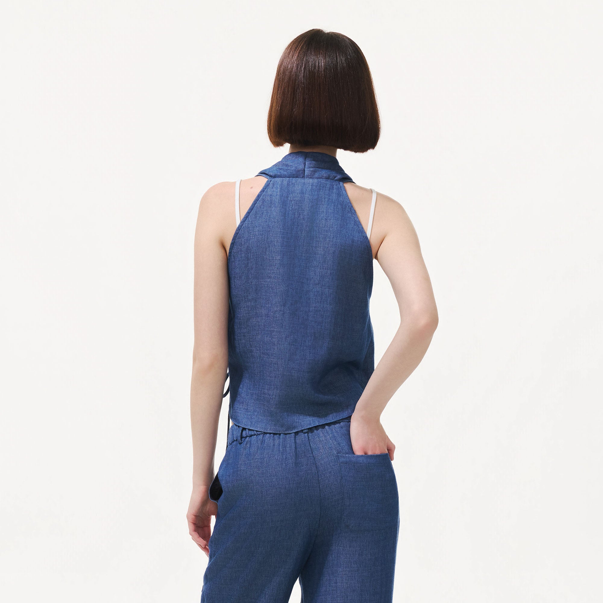 ARTIFICIAL WORLD Asymmetrical Wrap Halter Top