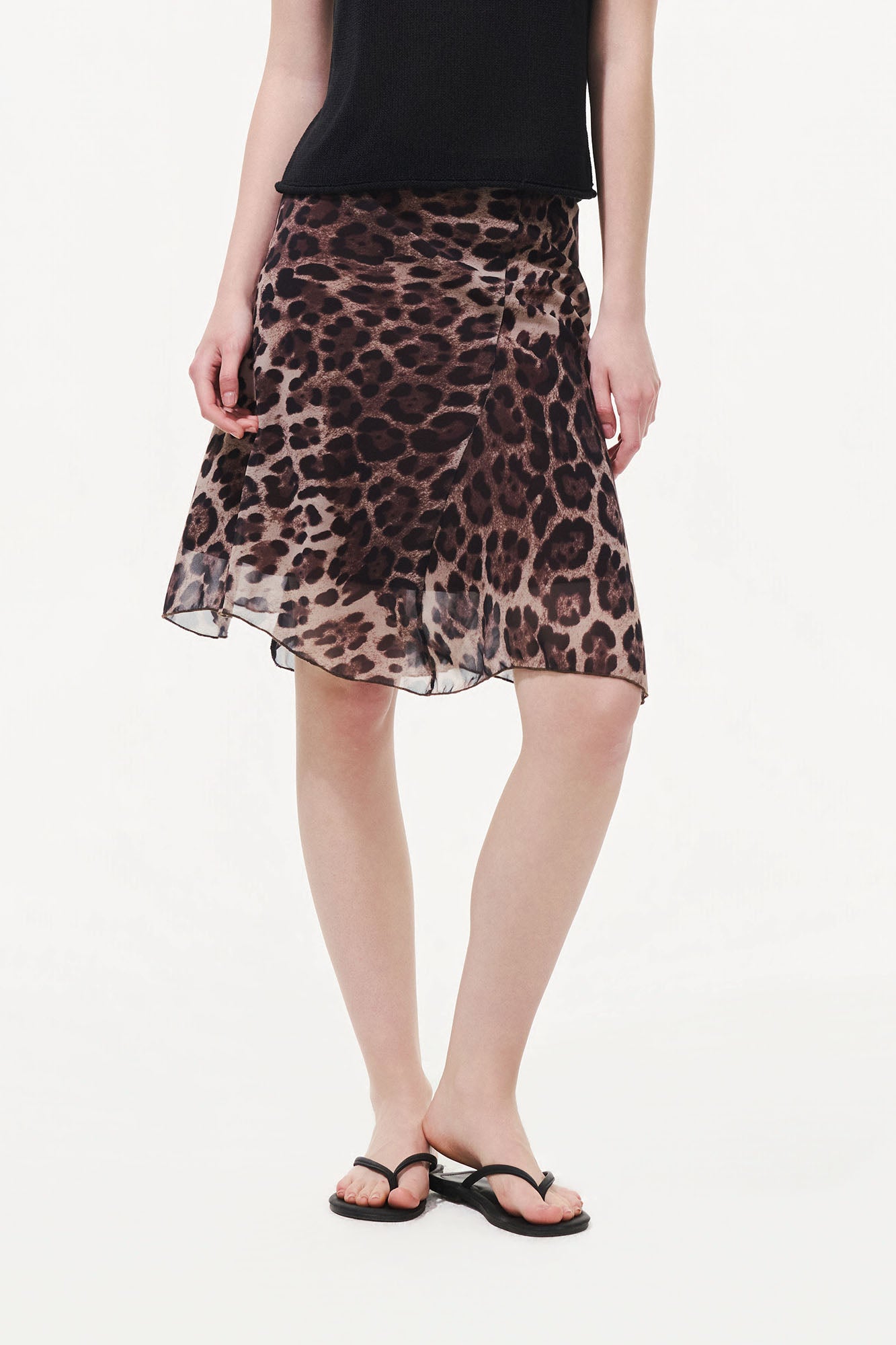 ARTIFICIAL WORLD Sheer Leopard Midi Skirt