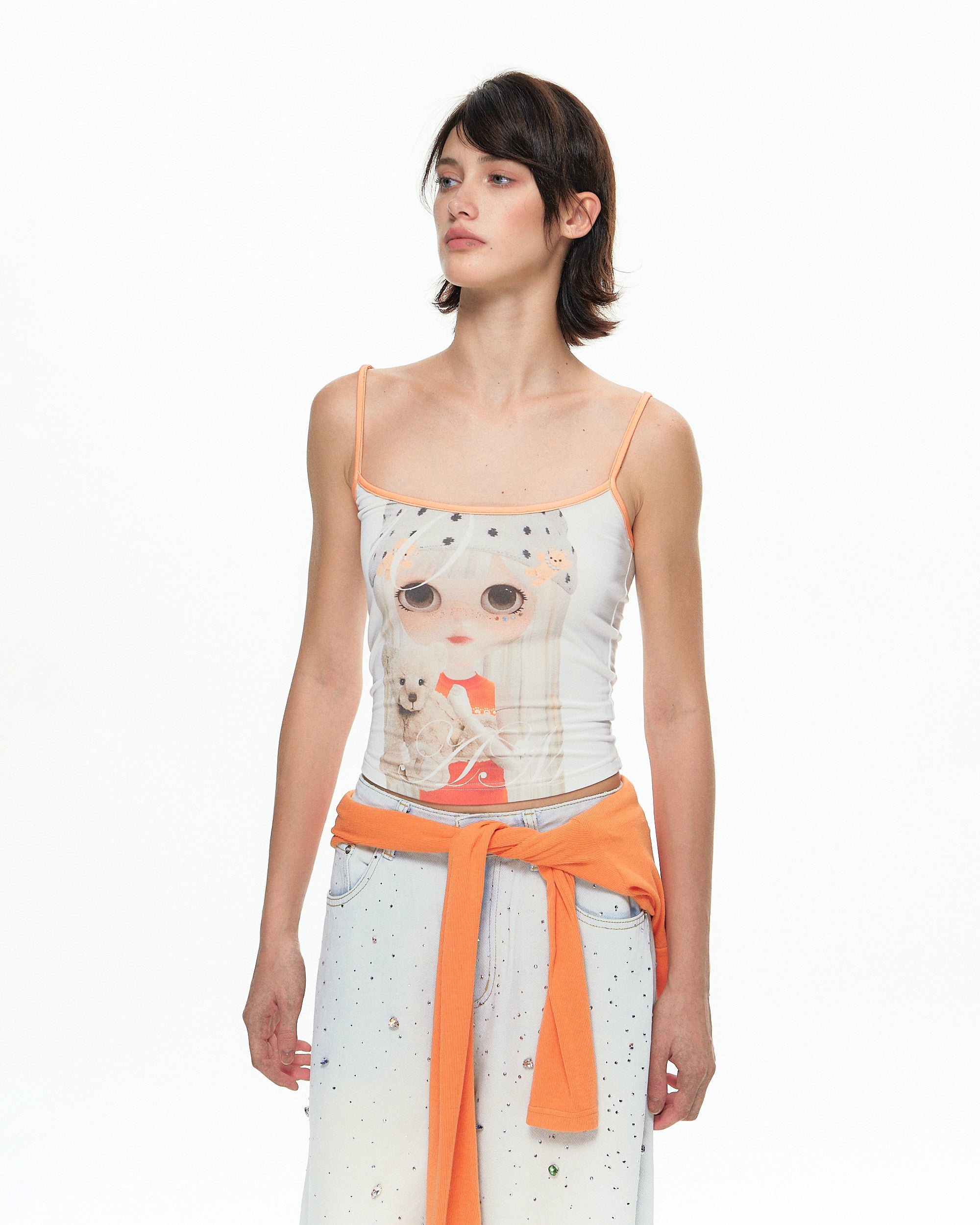 10AMSOTIIIIIIRED Contrast Strap Graphic Cami Top