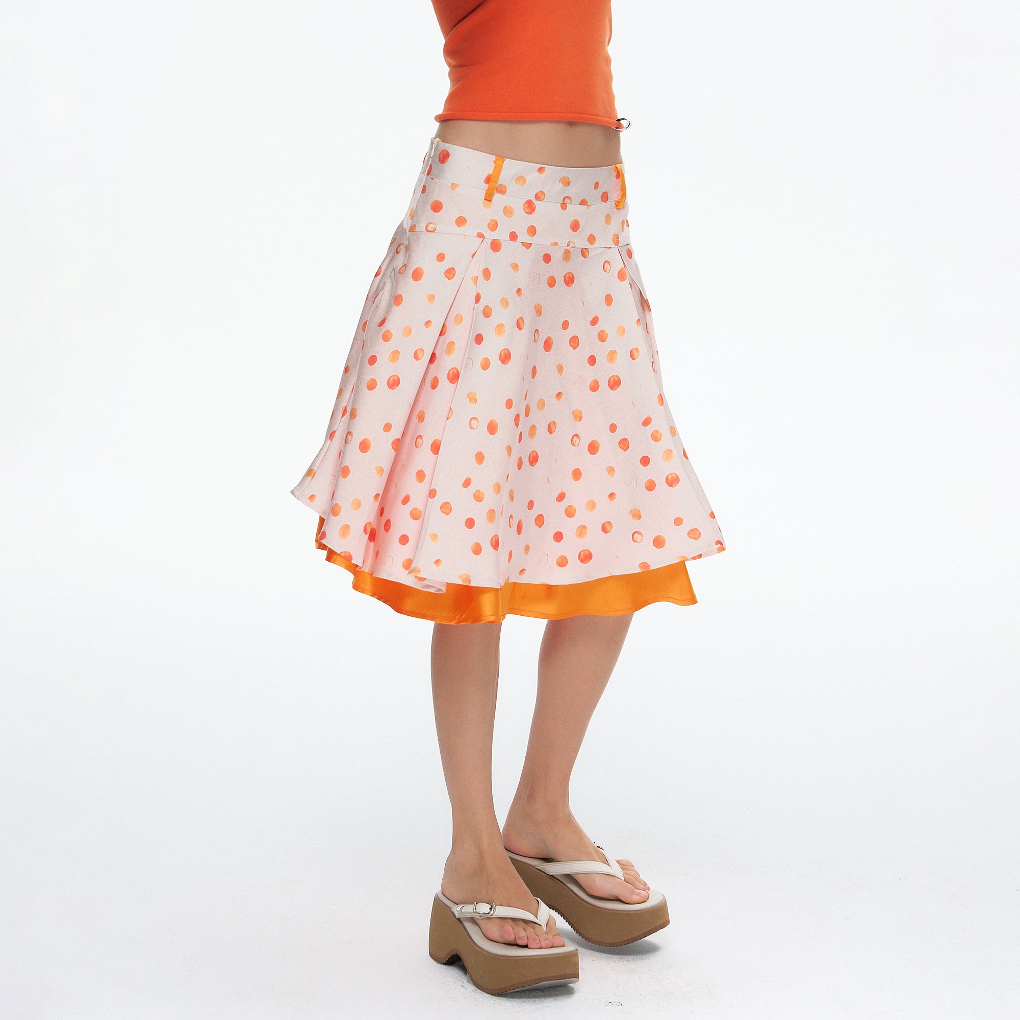 10AMSOTIIIIIIRED Polka Dot Double-Layer Midi Skirt