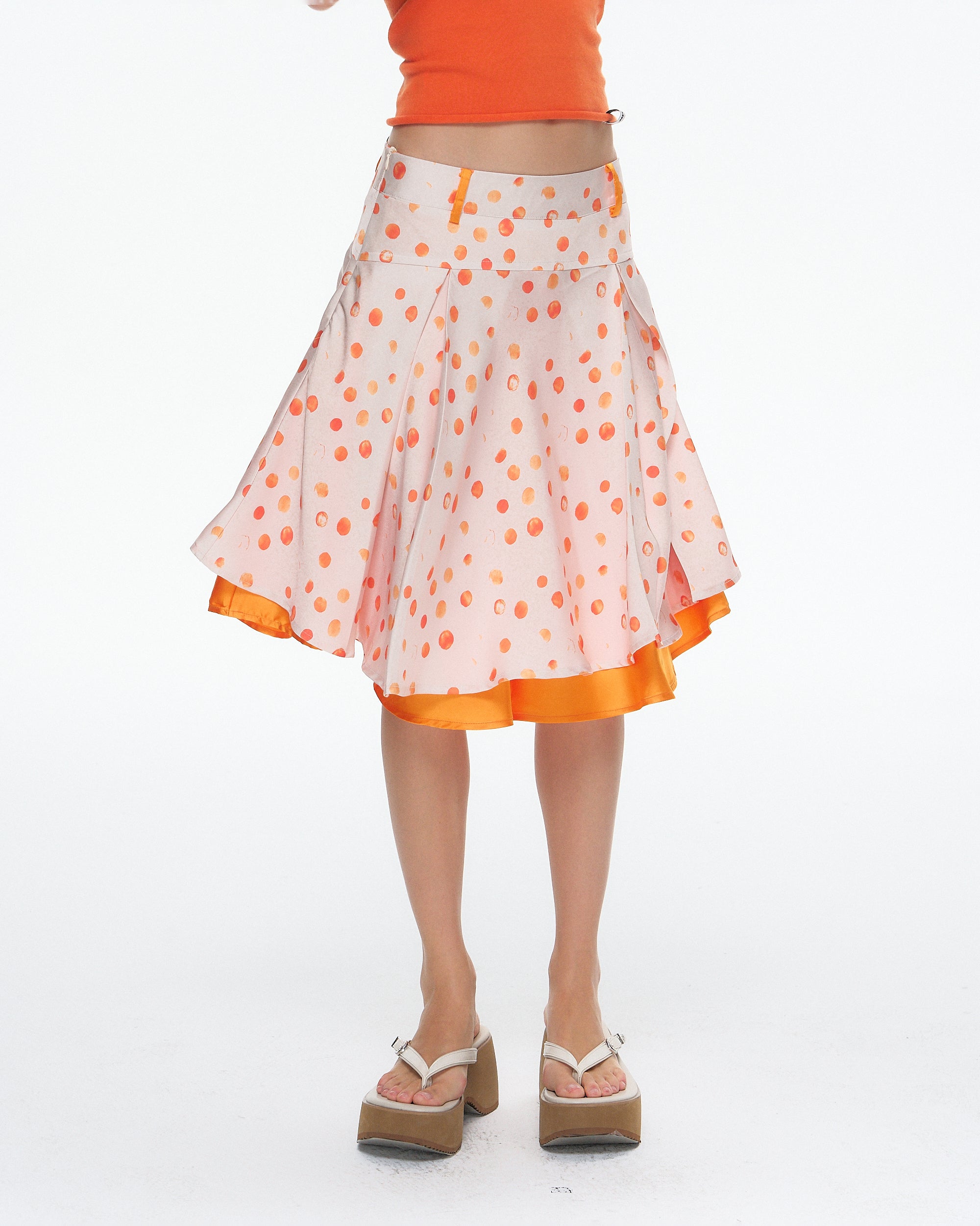 10AMSOTIIIIIIRED Polka Dot Double-Layer Midi Skirt