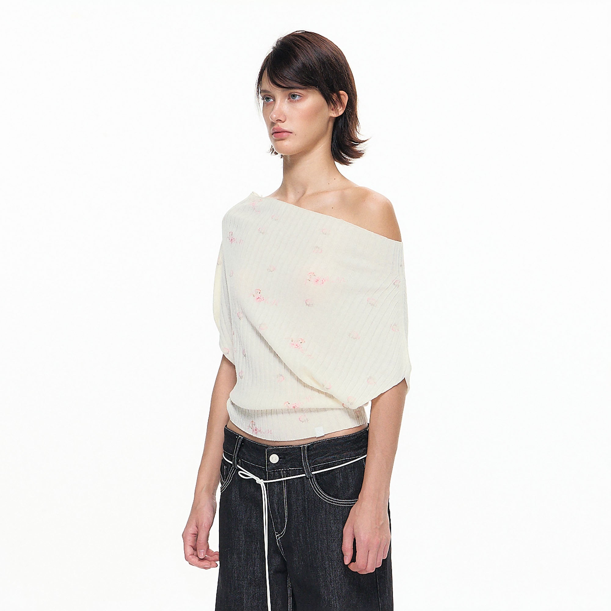 10AMSOTIIIIIIRED Wool-Blend Ribbed Off-Shoulder Knit Top