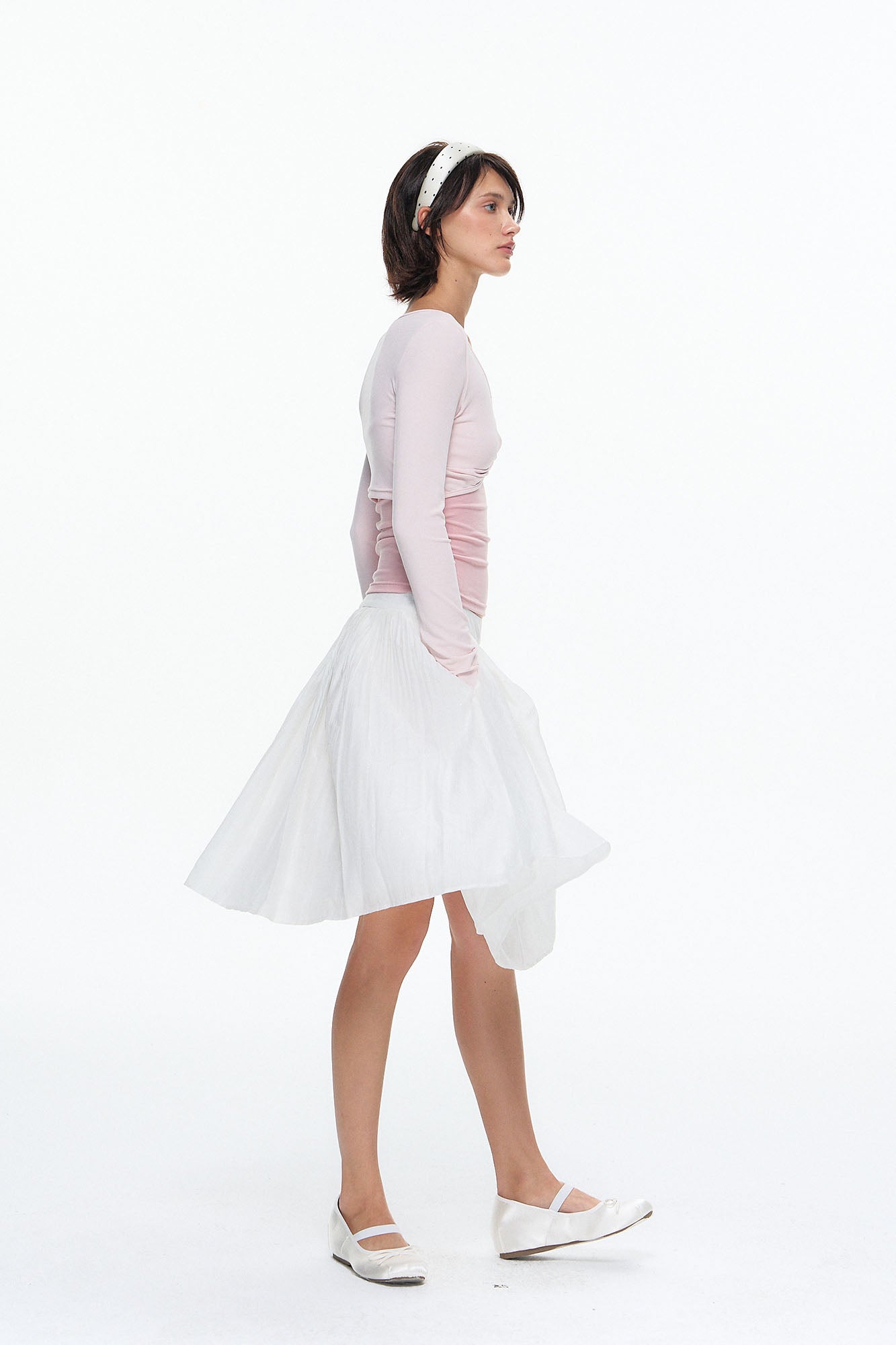 10AMSOTIIIIIIRED Faux Layered Twist-Front Long-Sleeve Top