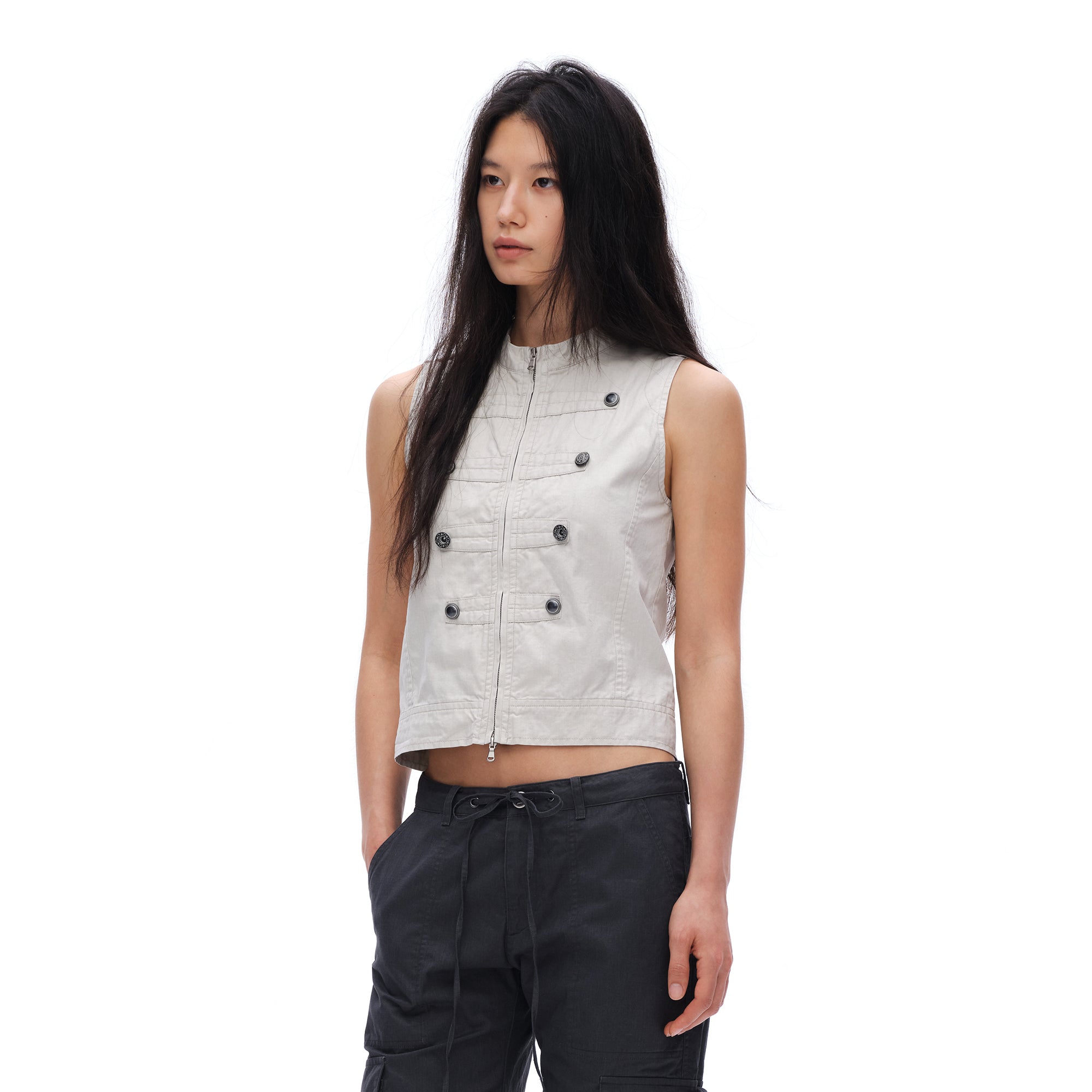 OINIMI Military Button Zip-Up Vest