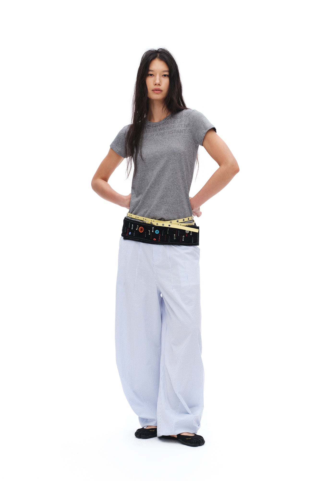 OINIMI Embroidered Buttonhole Denim Belt Bag