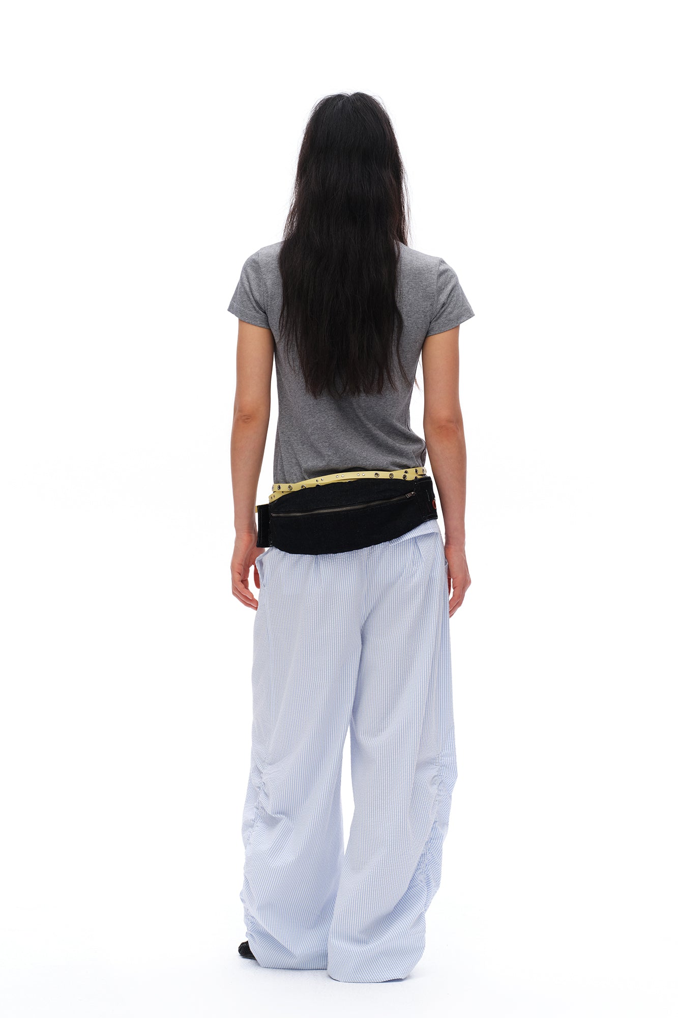 OINIMI Embroidered Buttonhole Denim Belt Bag