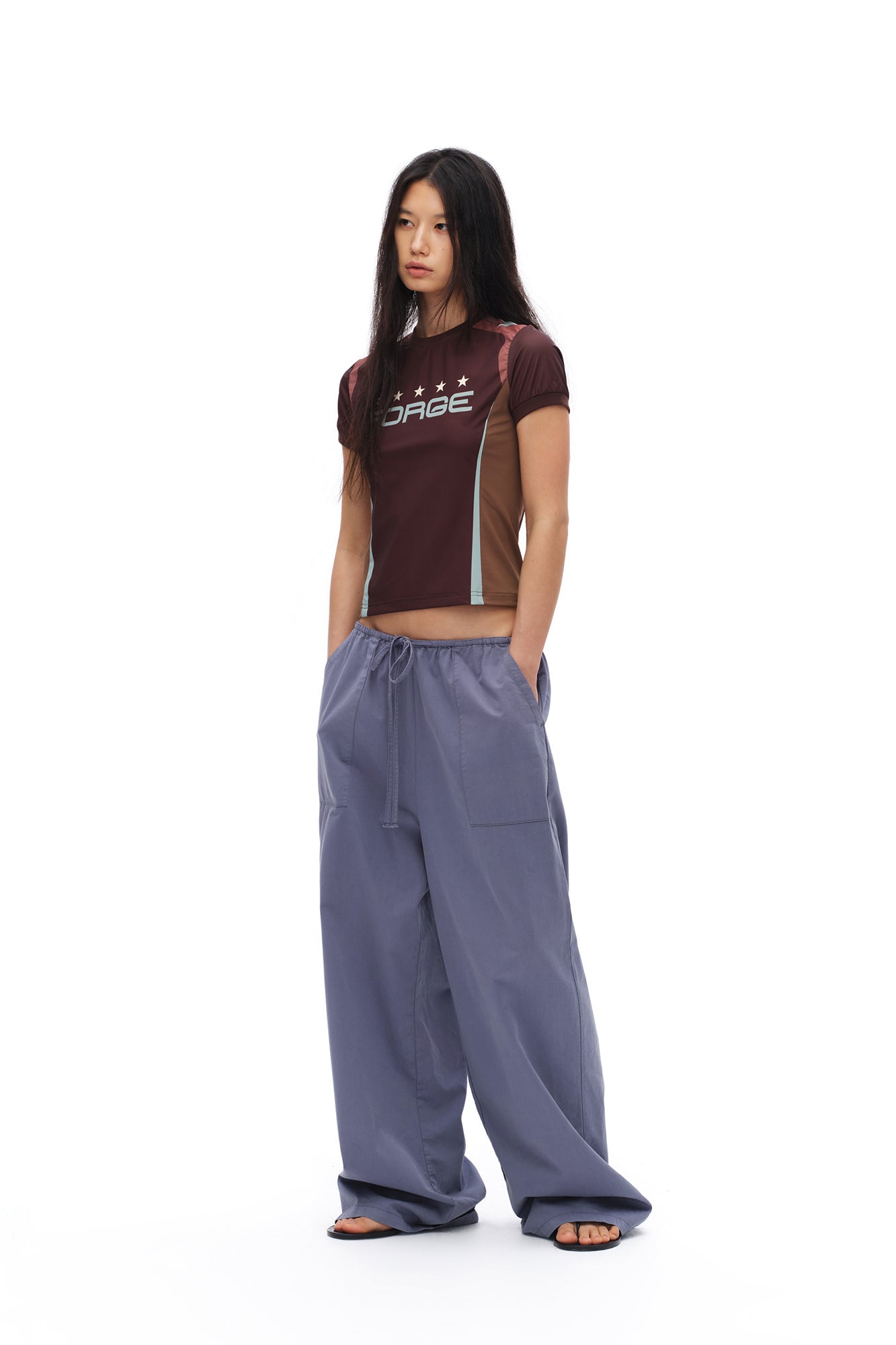 OINIMI Drawstring Wide-Leg Utility Pants