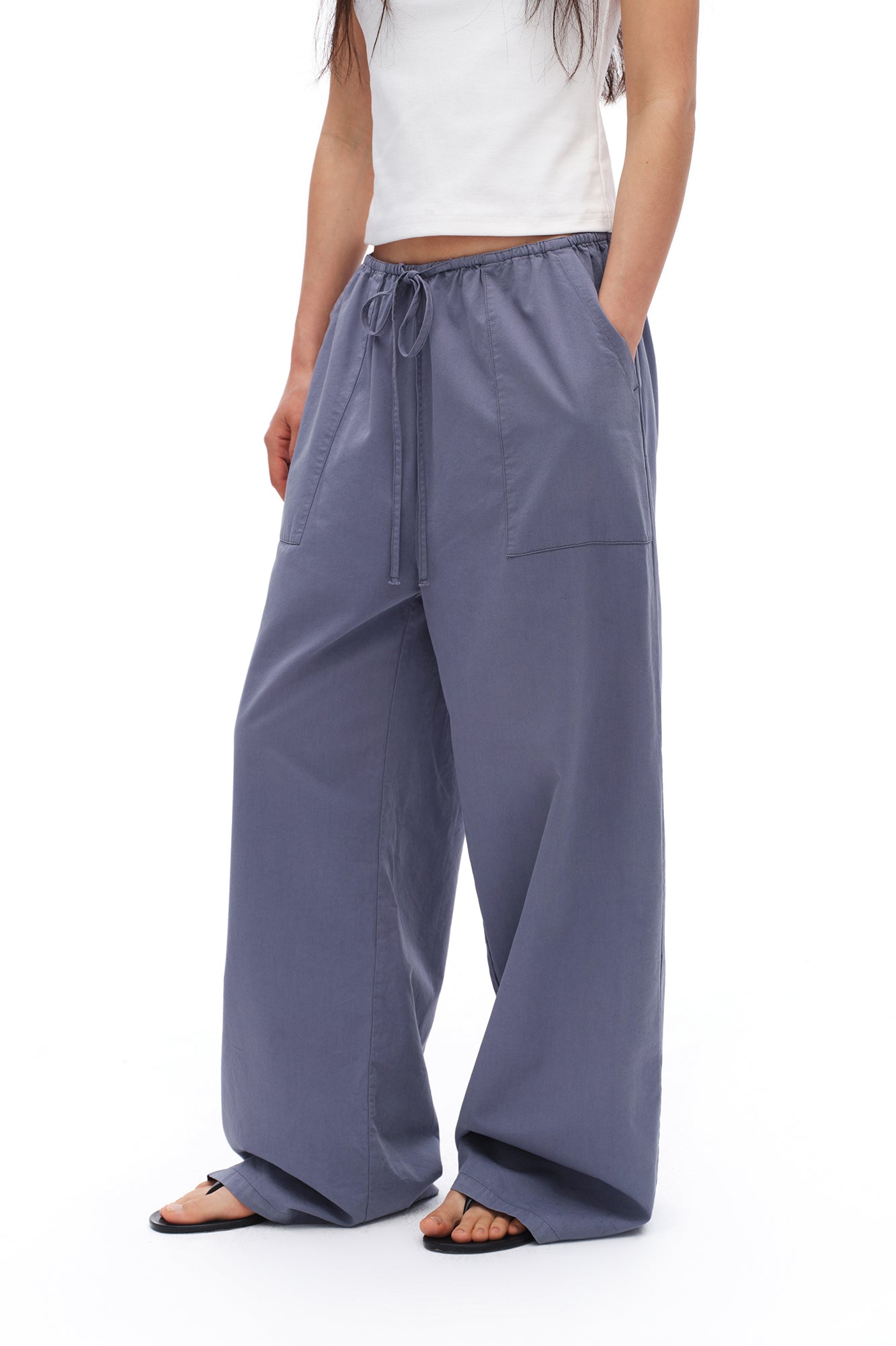 OINIMI Drawstring Wide-Leg Utility Pants