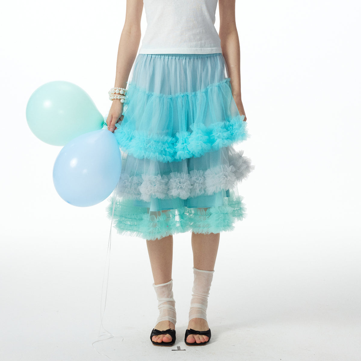 HSUSE Layered Ombré Mesh Cake Skirt